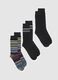 Tripack of regular fit multicolour striped short cotton blend socks_0