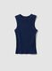 Blue fitted ribbed stretch-cotton tank top_4