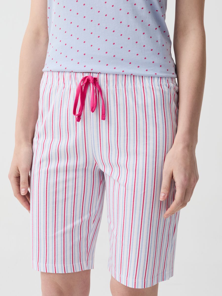Pantalone pigiama corto a righe multicolore_2