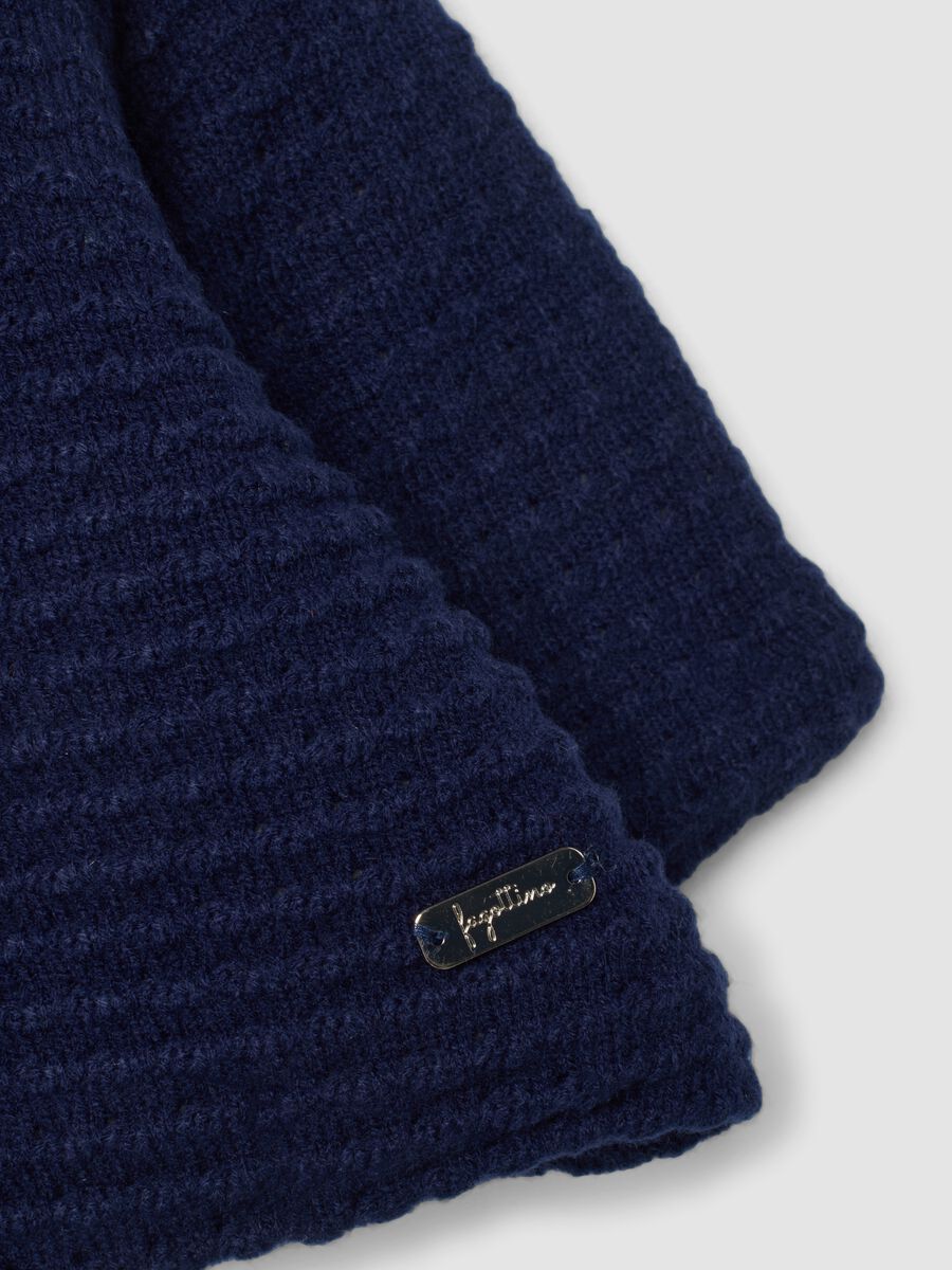 Cappotto blu notte imbottito con collo regular fit con collo effetto peluche_2