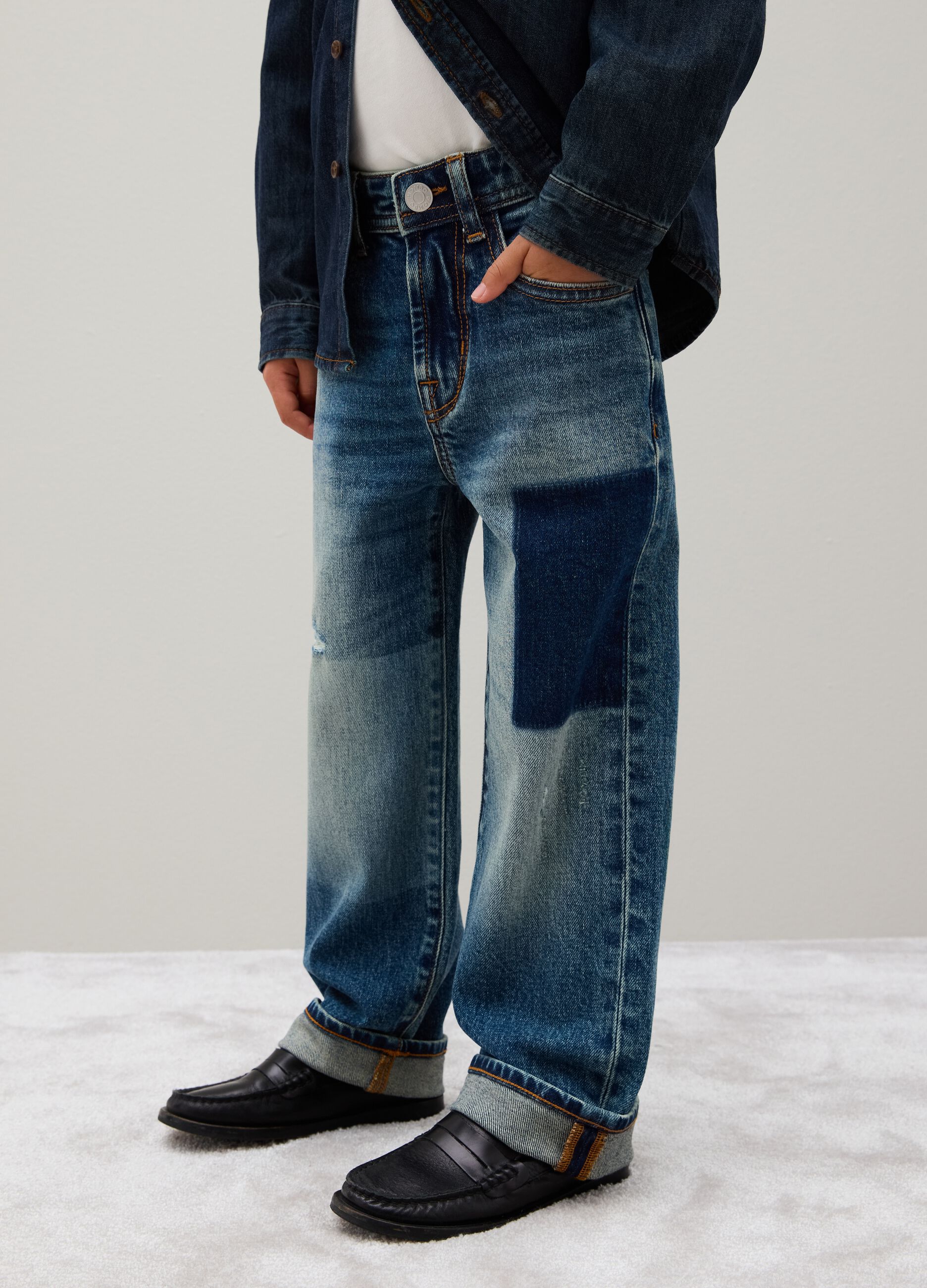 Children's blue stretch denim jeans, regular fit
