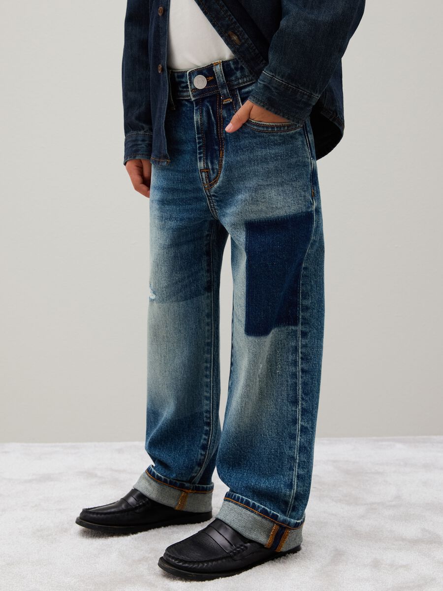 Children's blue stretch denim jeans, regular fit_3