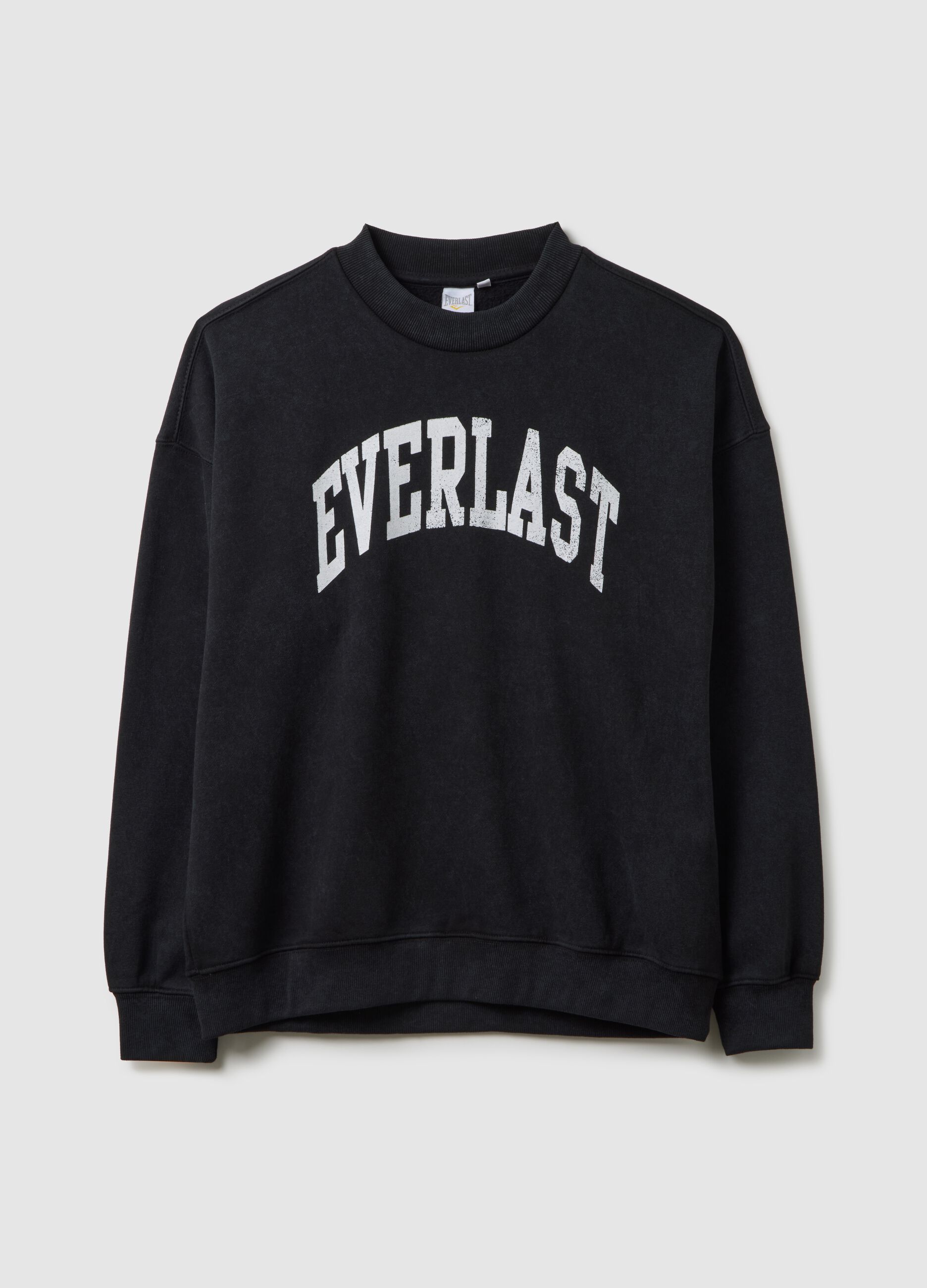 Maglia in misto cotone nera con logo Everlast