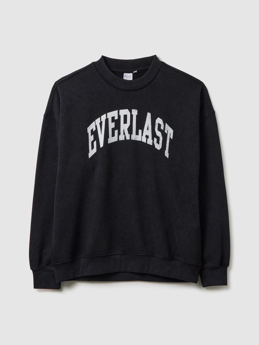 Maglia in misto cotone nera con logo Everlast_4