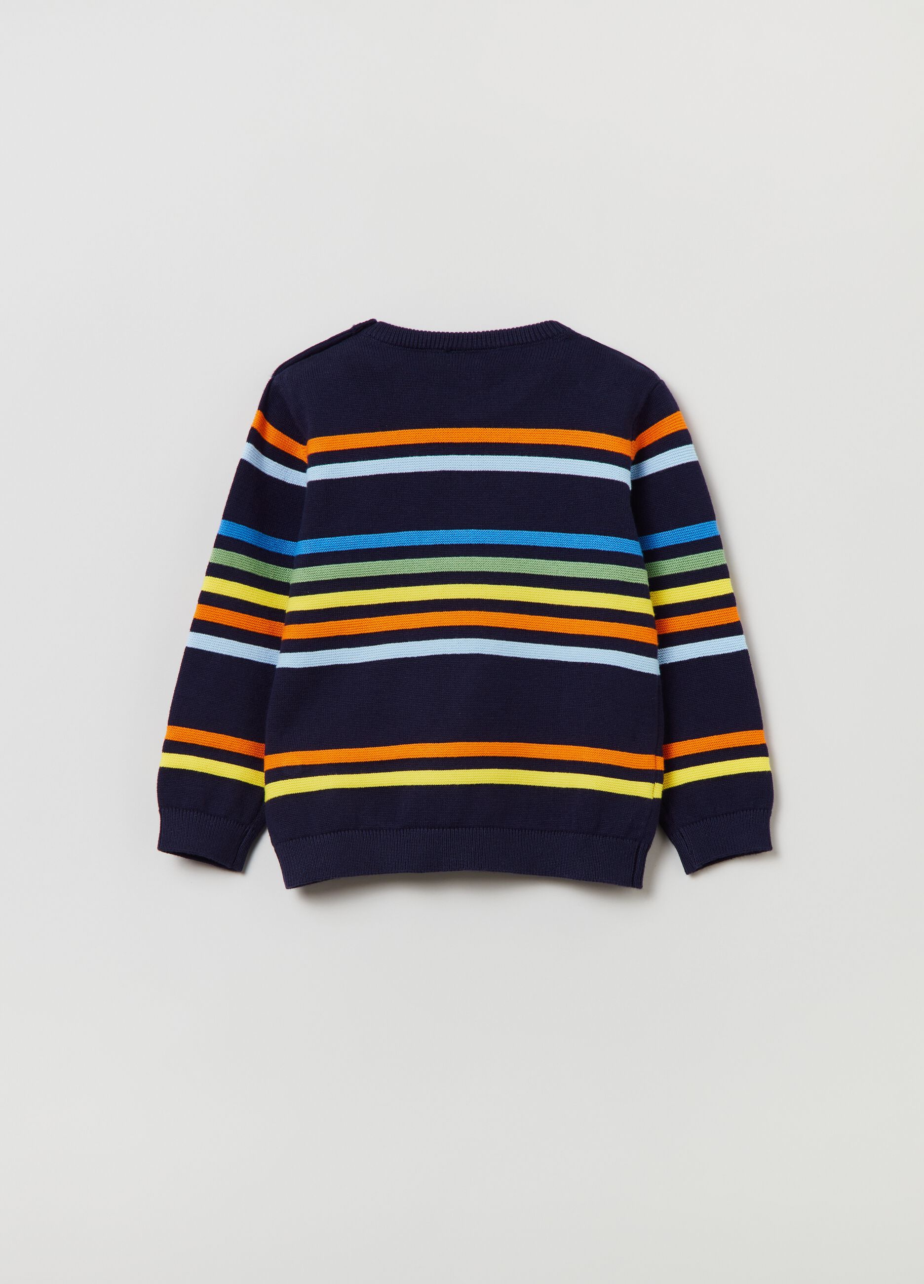 Pullover in cotone fantasia a righe tinto filo