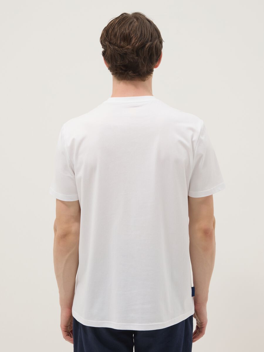 White pure cotton T-shirt with front print, regular fit_3