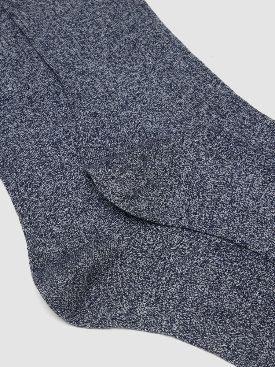 Calze blu lunghe in misto in cotone e lino elasticizzato_1