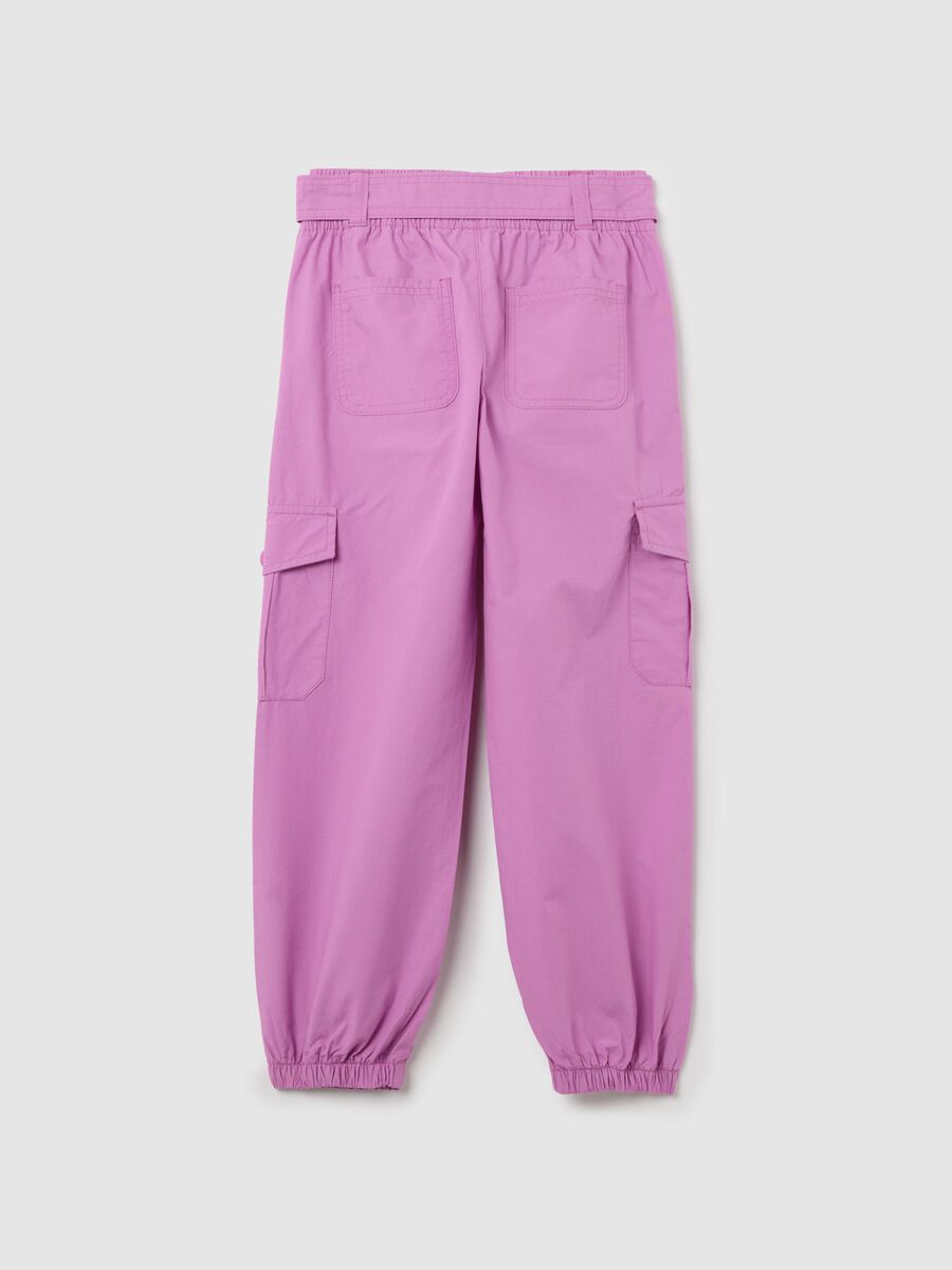 Girls’ cargo trousers in 100% pink cotton with regular fit_1