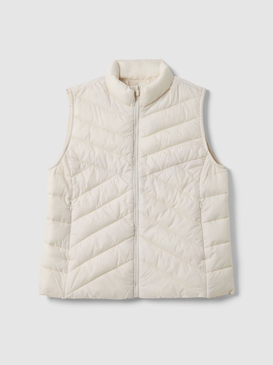 White padded regular fit gilet with zip_4
