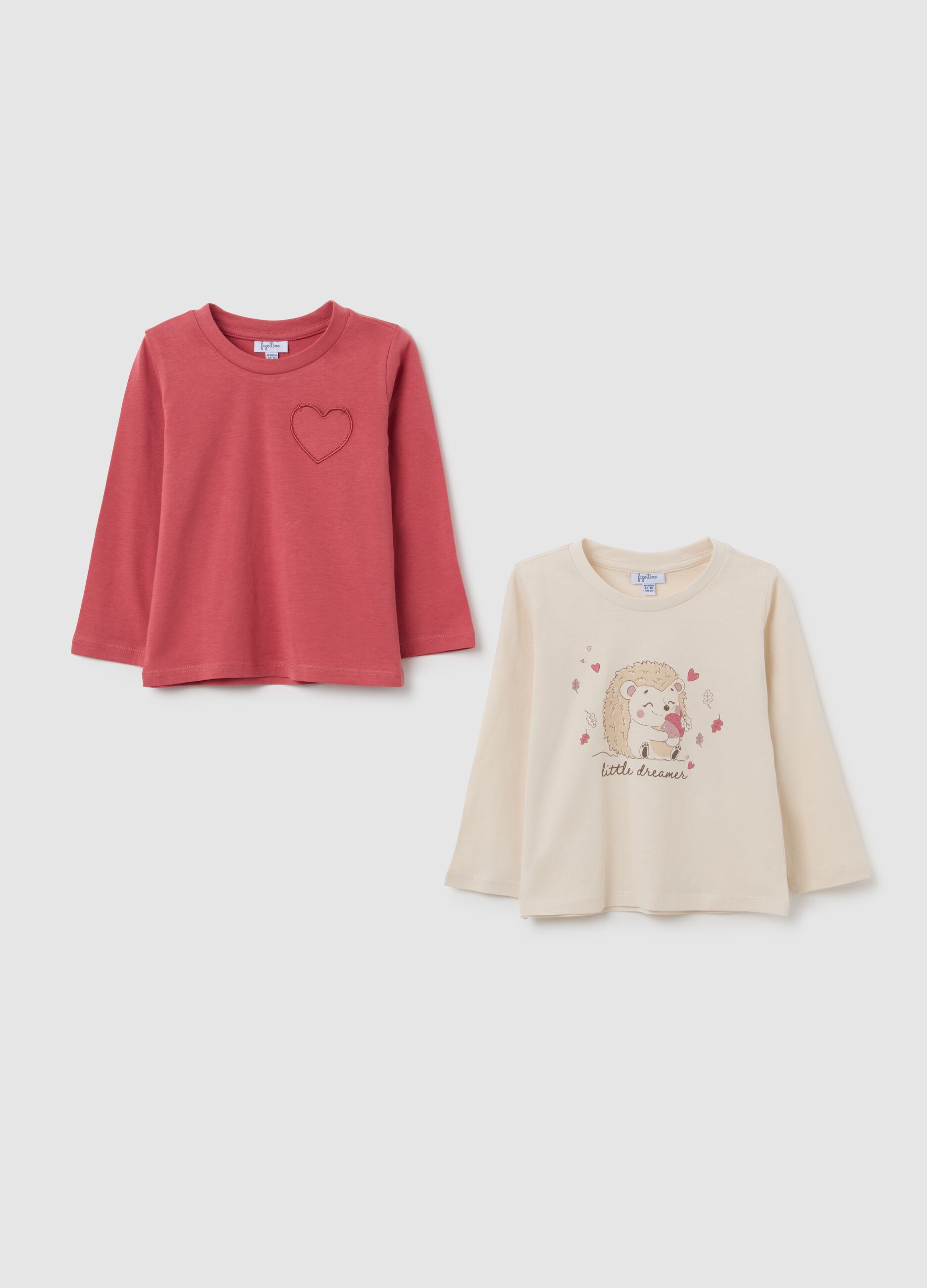 Girls' Long Sleeve Pink Cotton T-shirt