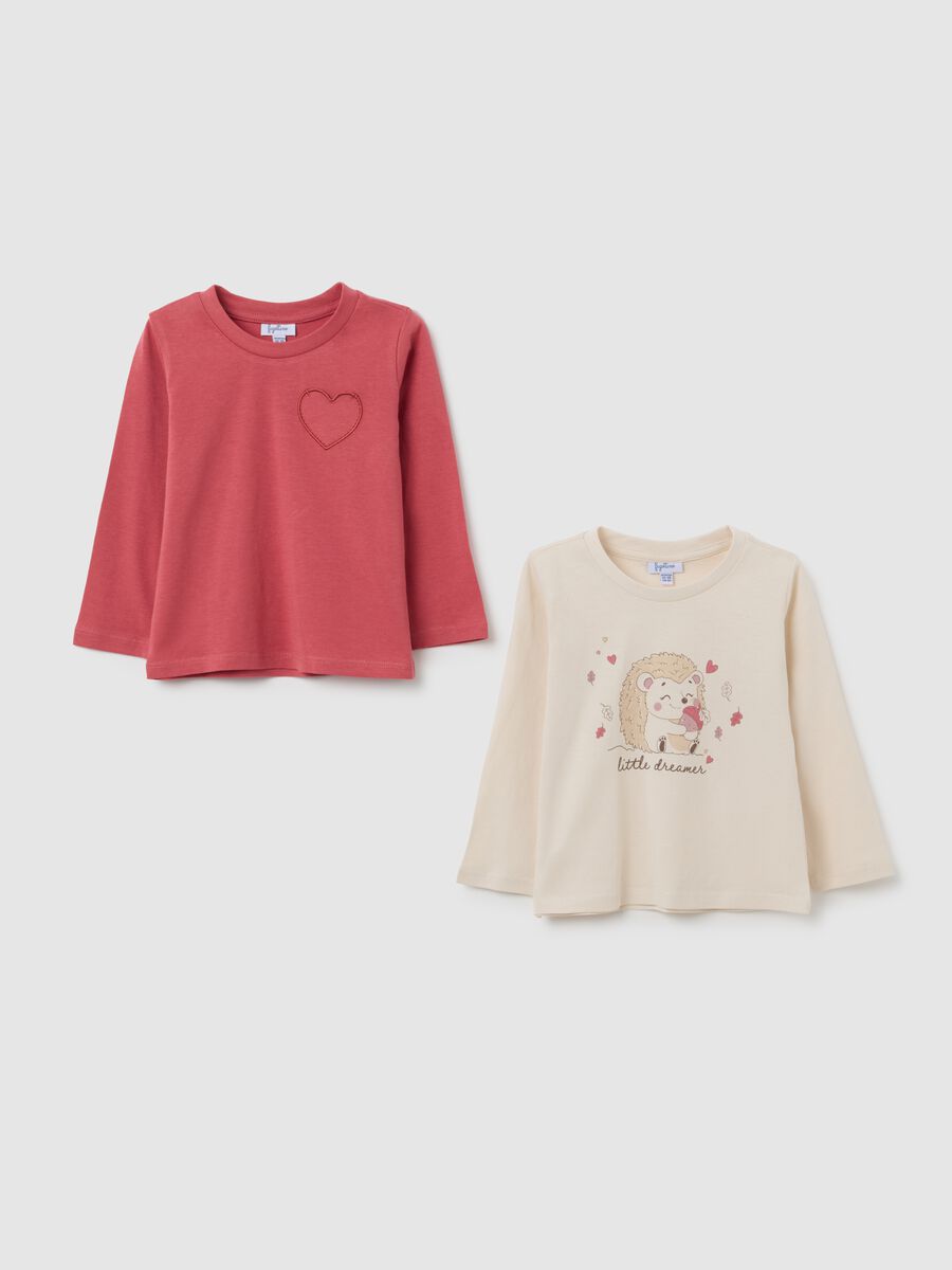 Girls' Long Sleeve Pink Cotton T-shirt_0