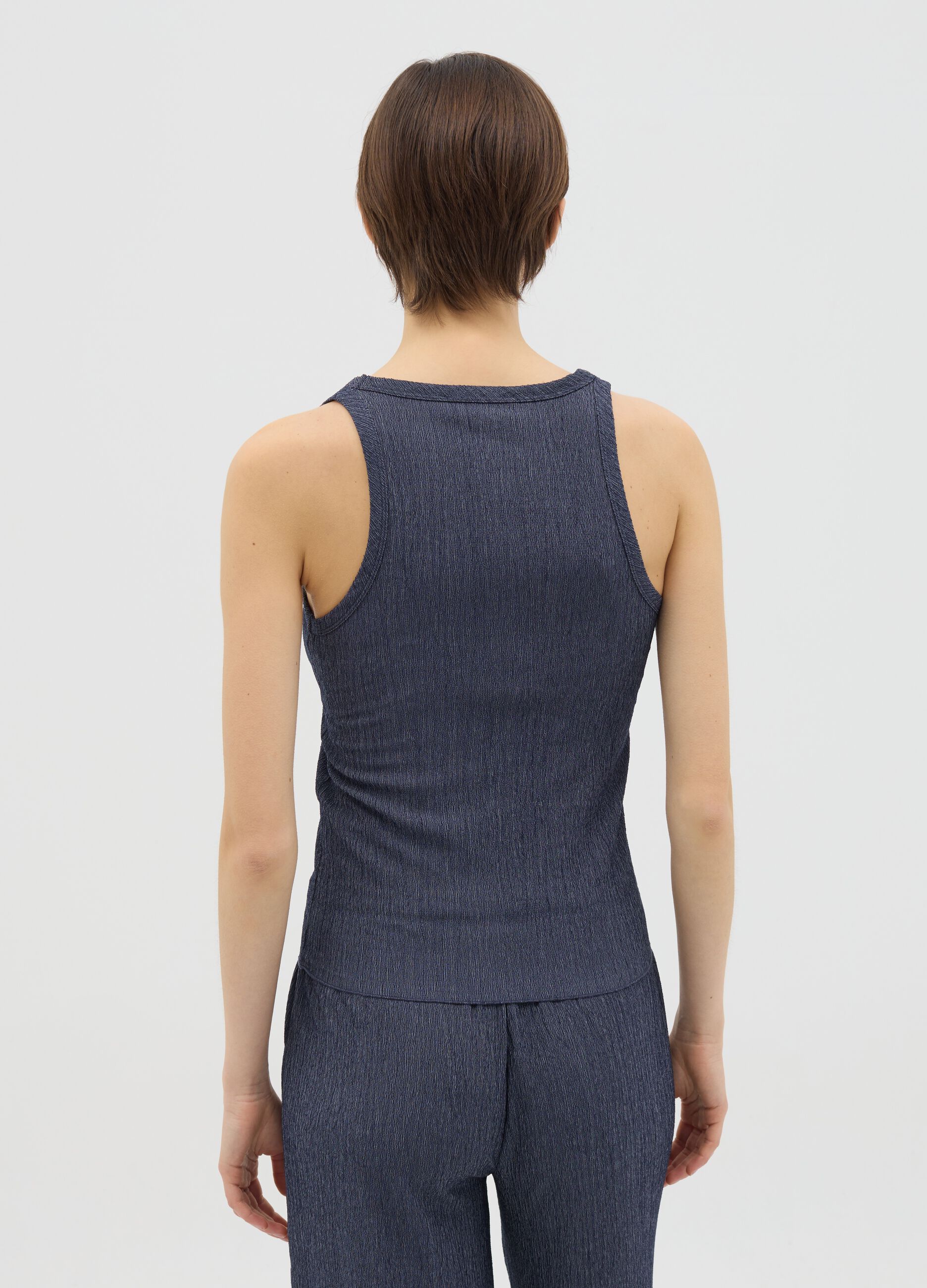 Blue Ovs Tank Top in Stretch Fabric