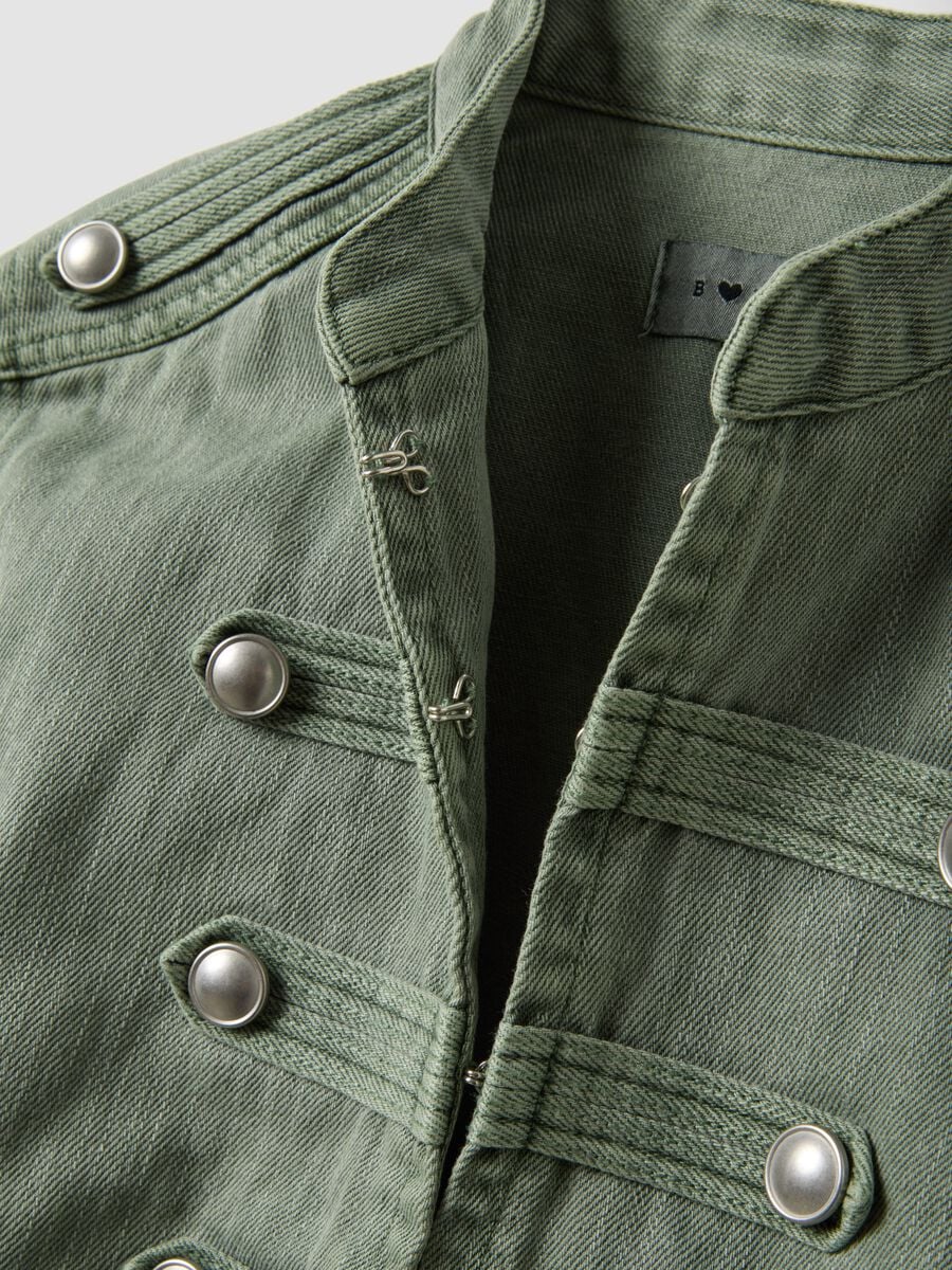Giacca verde in puro cotone con bottoni nascosti slim fit_1
