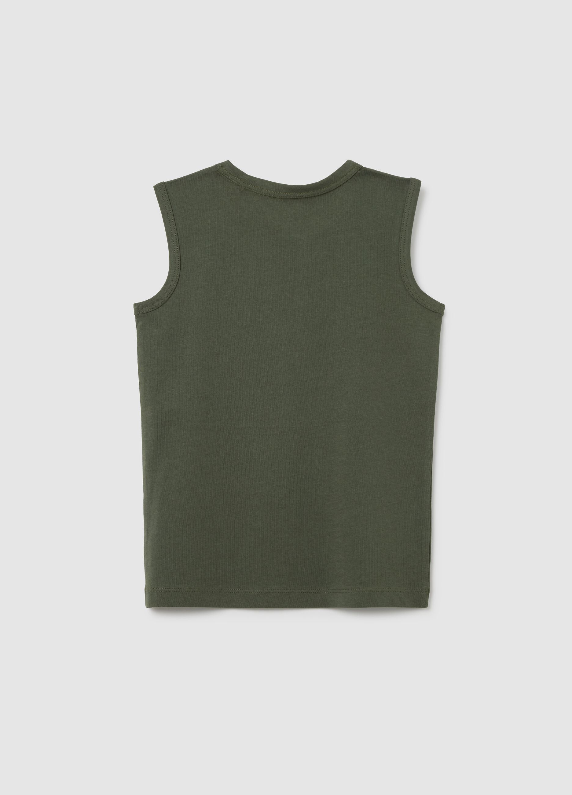 Canotta da bambino in puro cotone verde regular fit