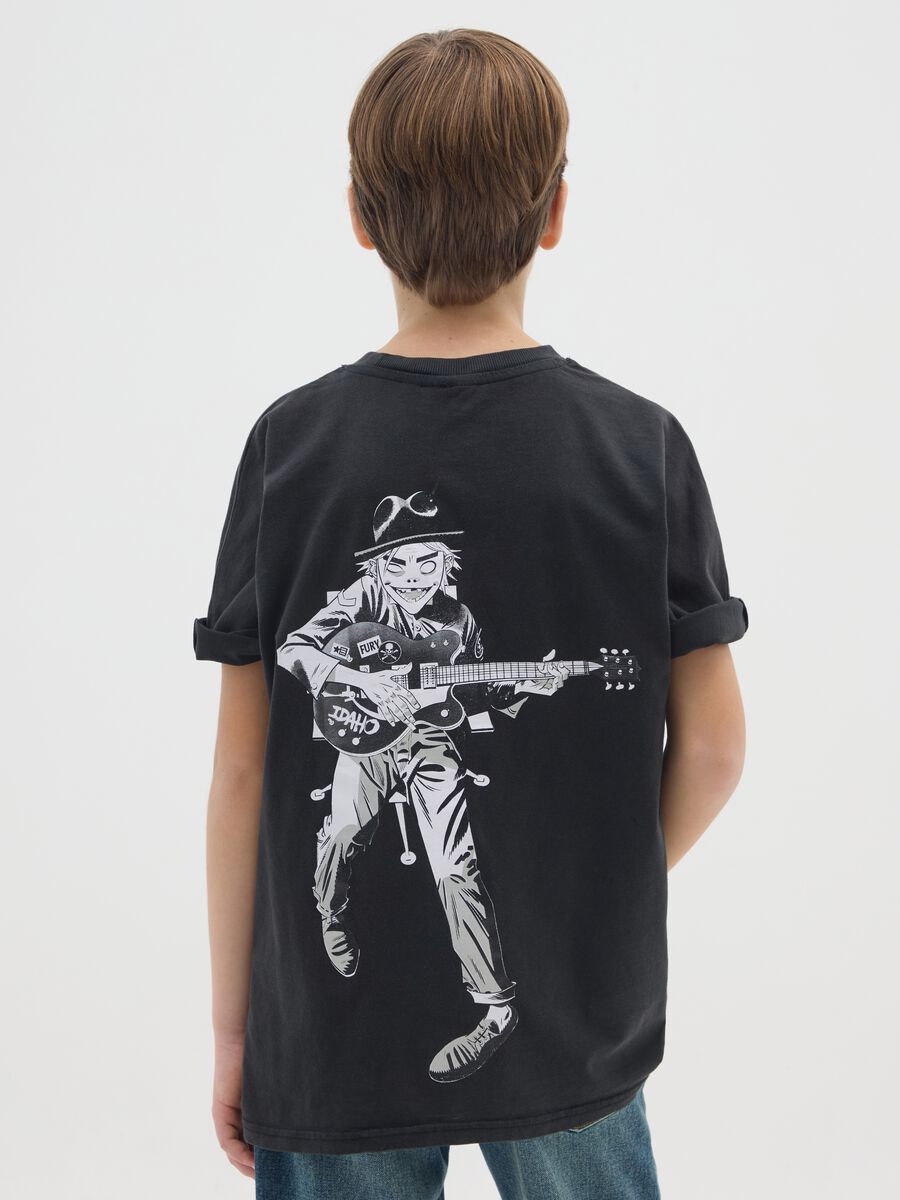 T-shirt da ragazzo in puro cotone nero vestibilità over_1