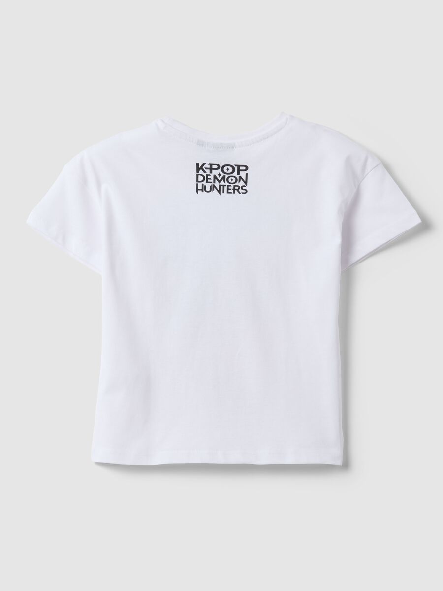 T-shirt bianca in puro cotone con stampa K-Pop Demon Hunters regular fit_1