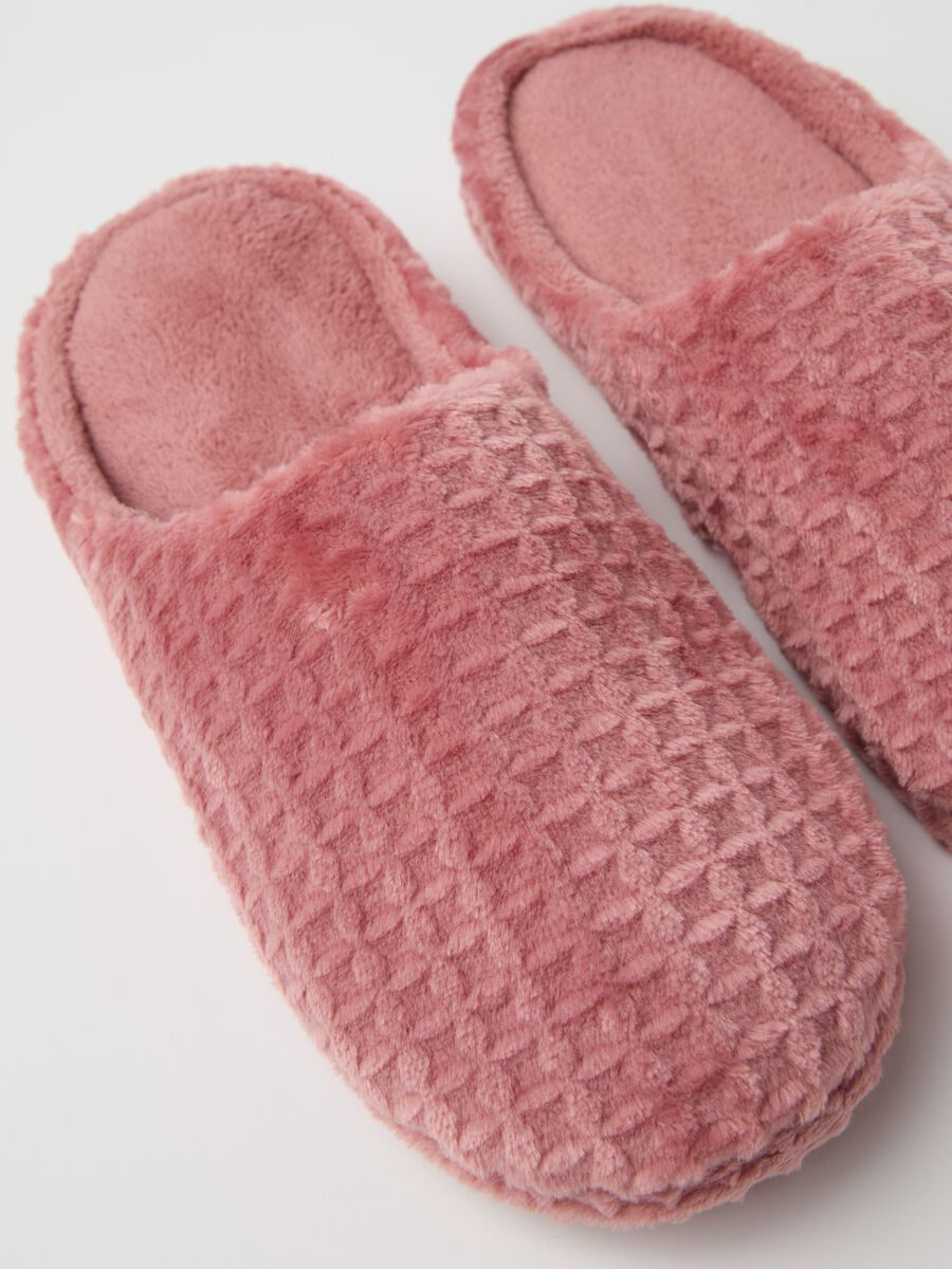 Velour slippers with check weave_2