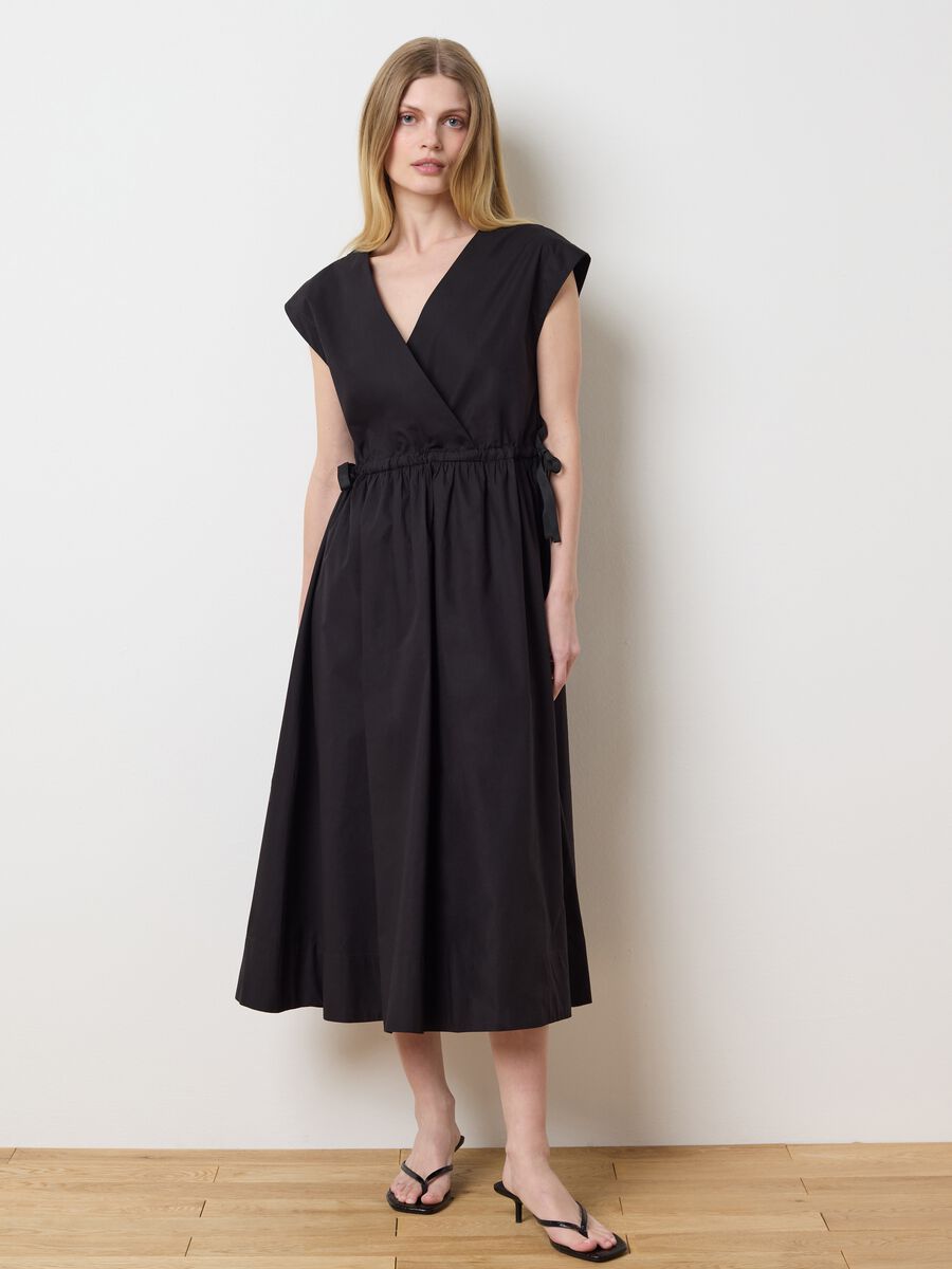 Black Crossed Cotton Dress_0