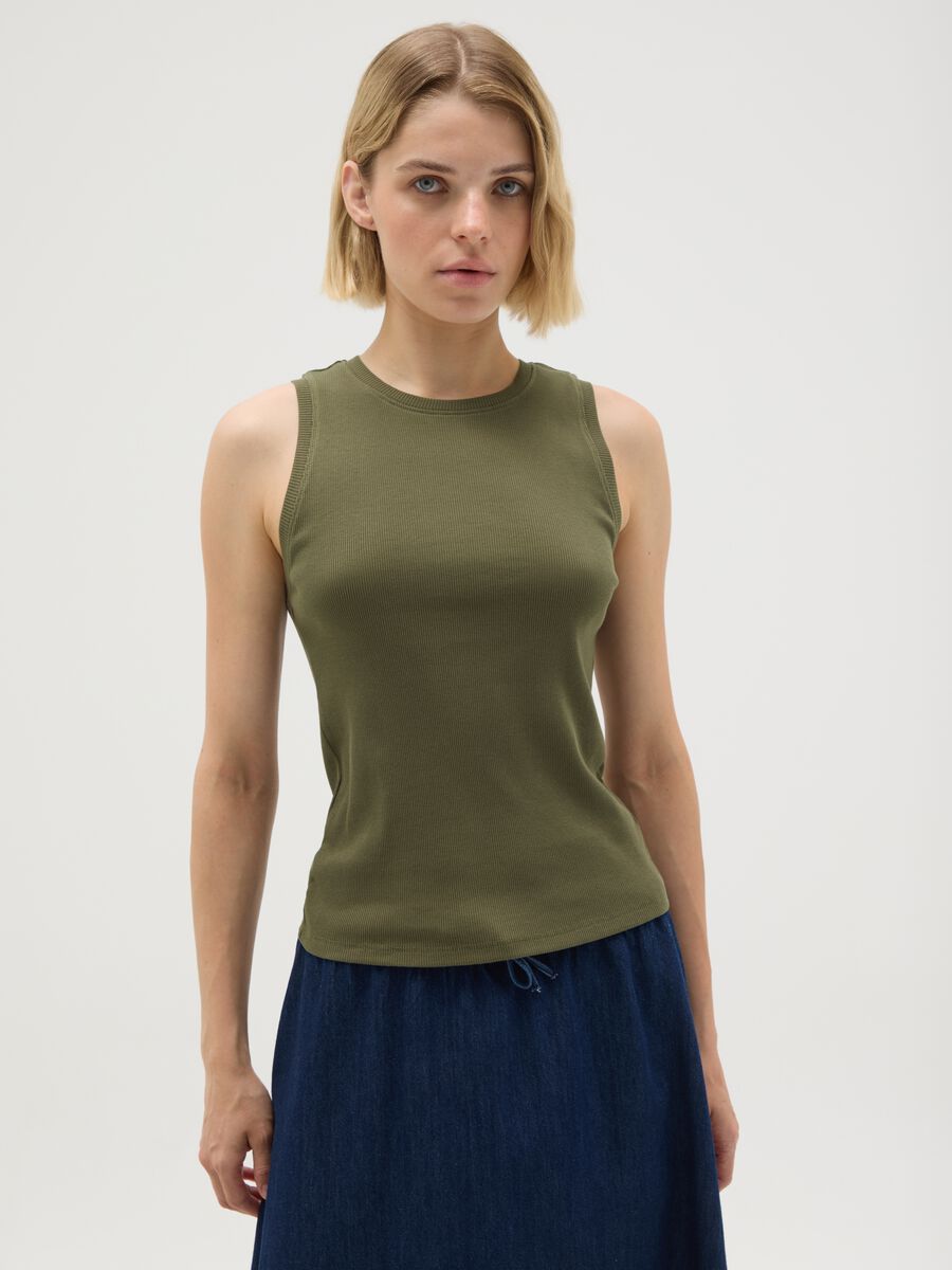 Women's pure cotton green tank top_0
