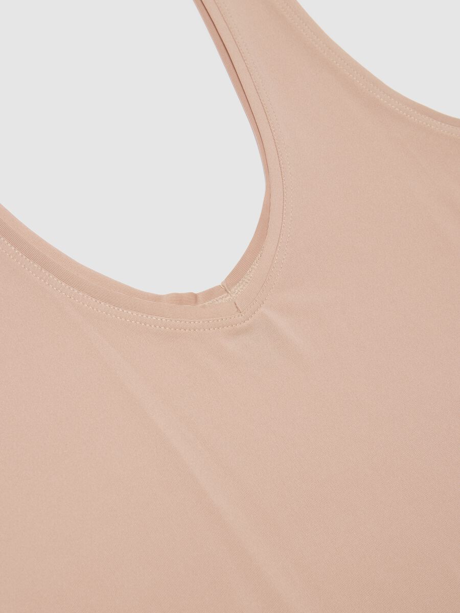 Beige deep V regular fit tank top_1
