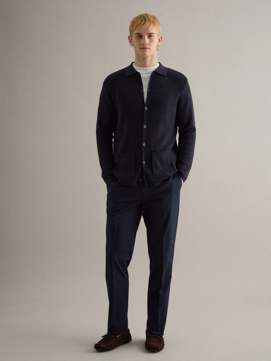 Cardigan in puro cotone blu regular fit_2