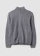 Grey rib-knit cardigan with collar and zip, regular fit_0