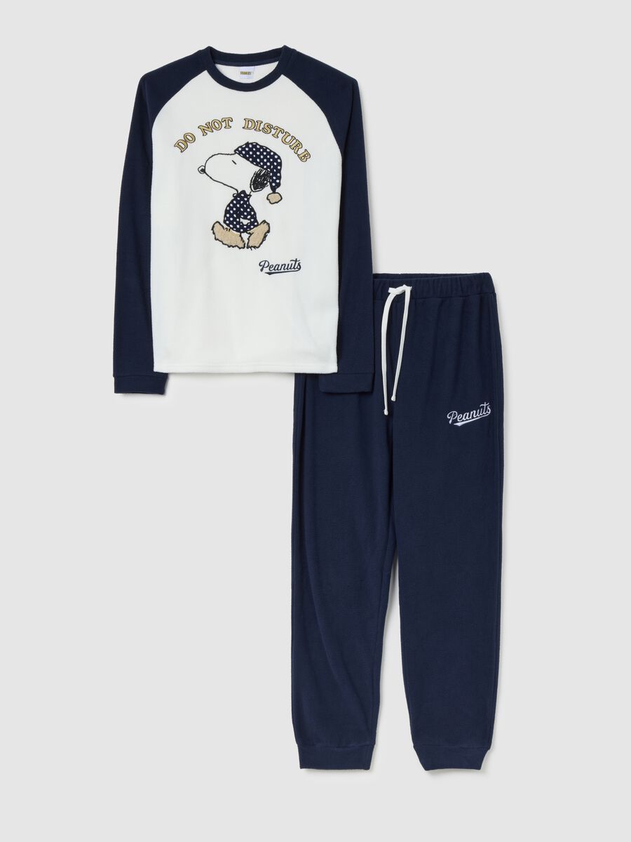 Pigiama blu con stampa Snoopy in pile_0