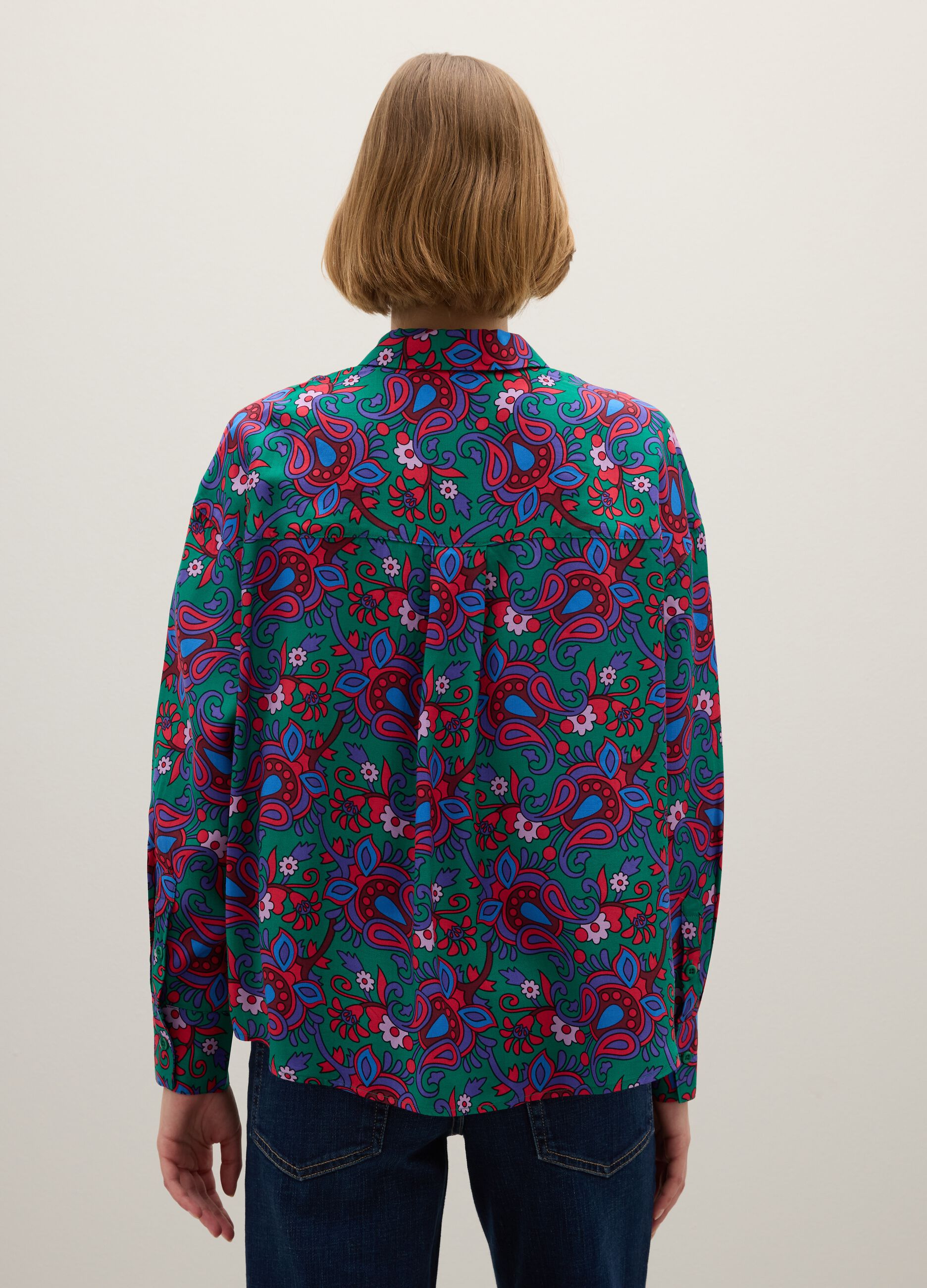 Multicolour pure viscose shirt regular fit