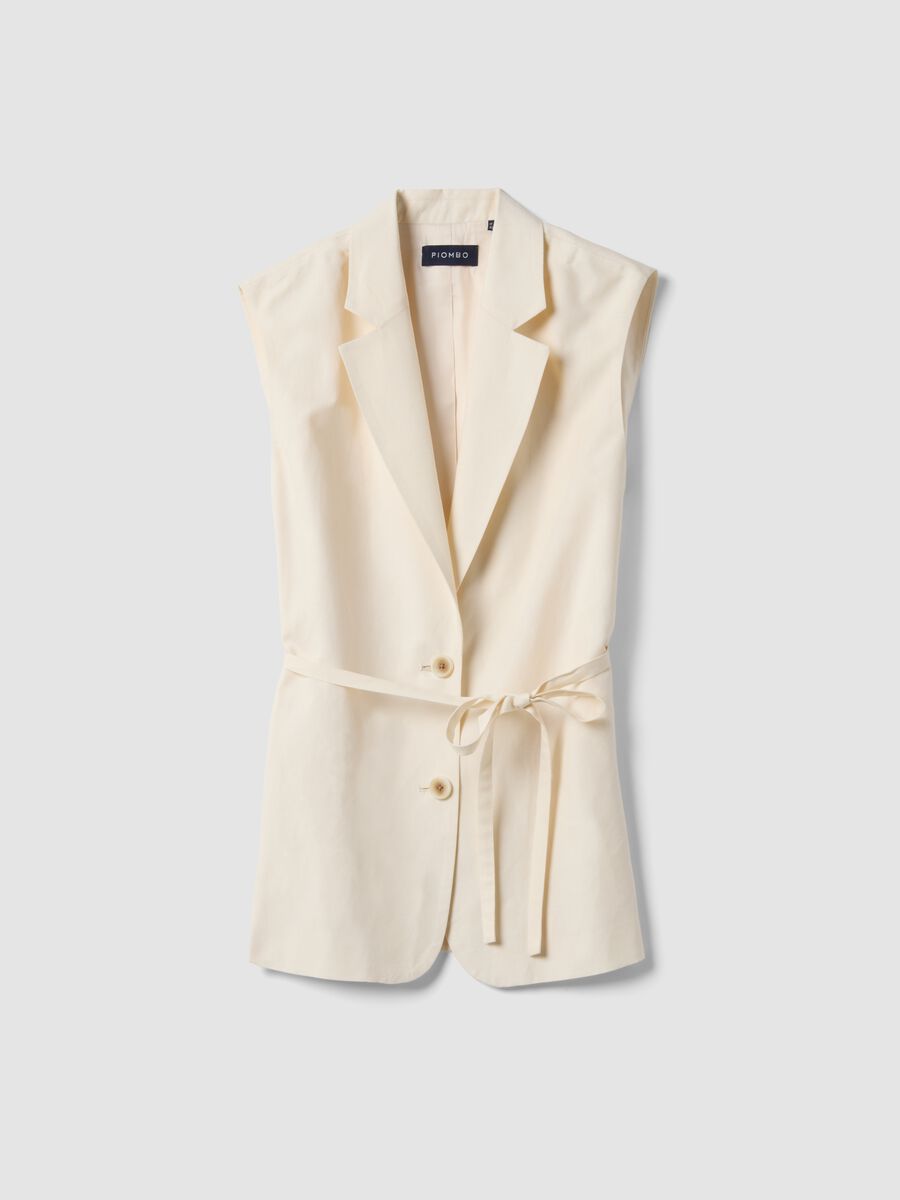 White regular-fit lyocell-linen blend waistcoat with belt_4