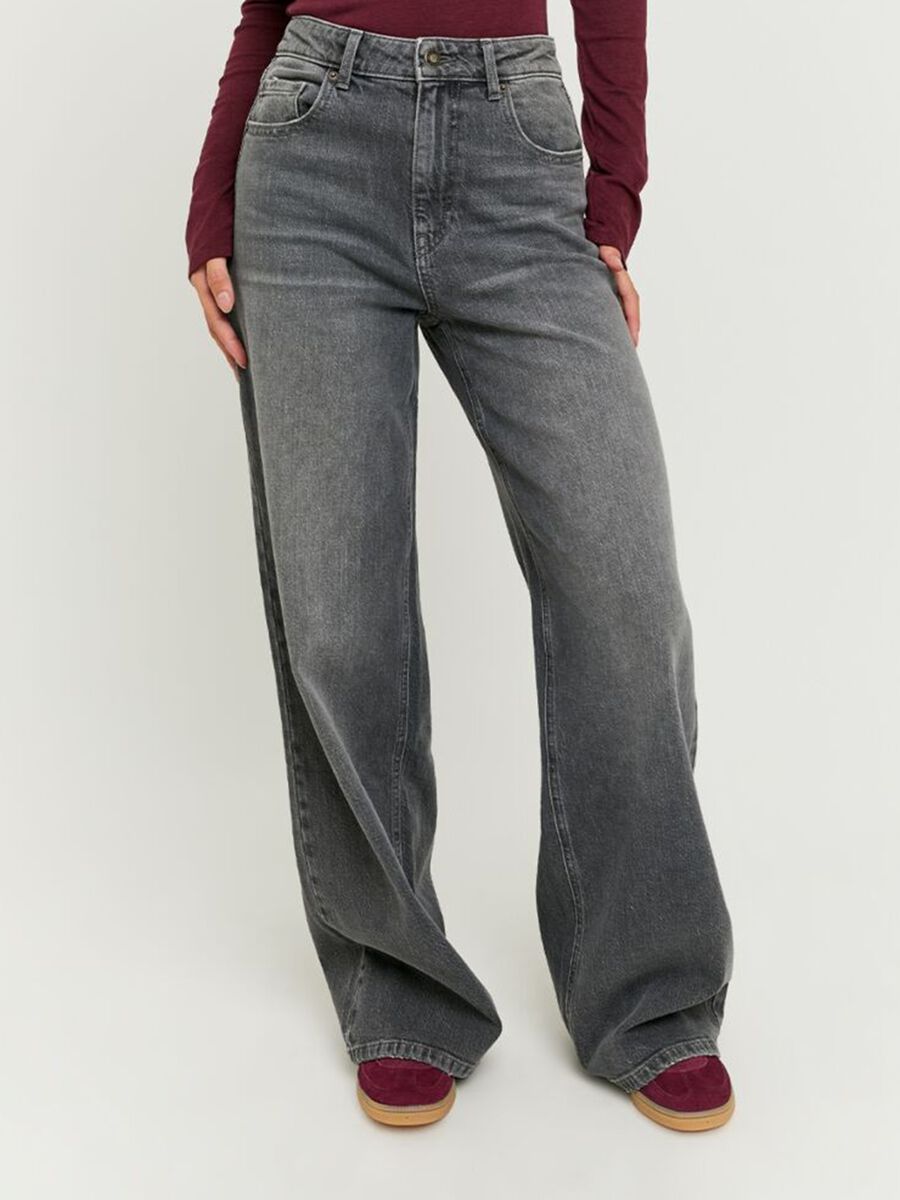 Pantaloni in cotone denim grigio regular fit_1