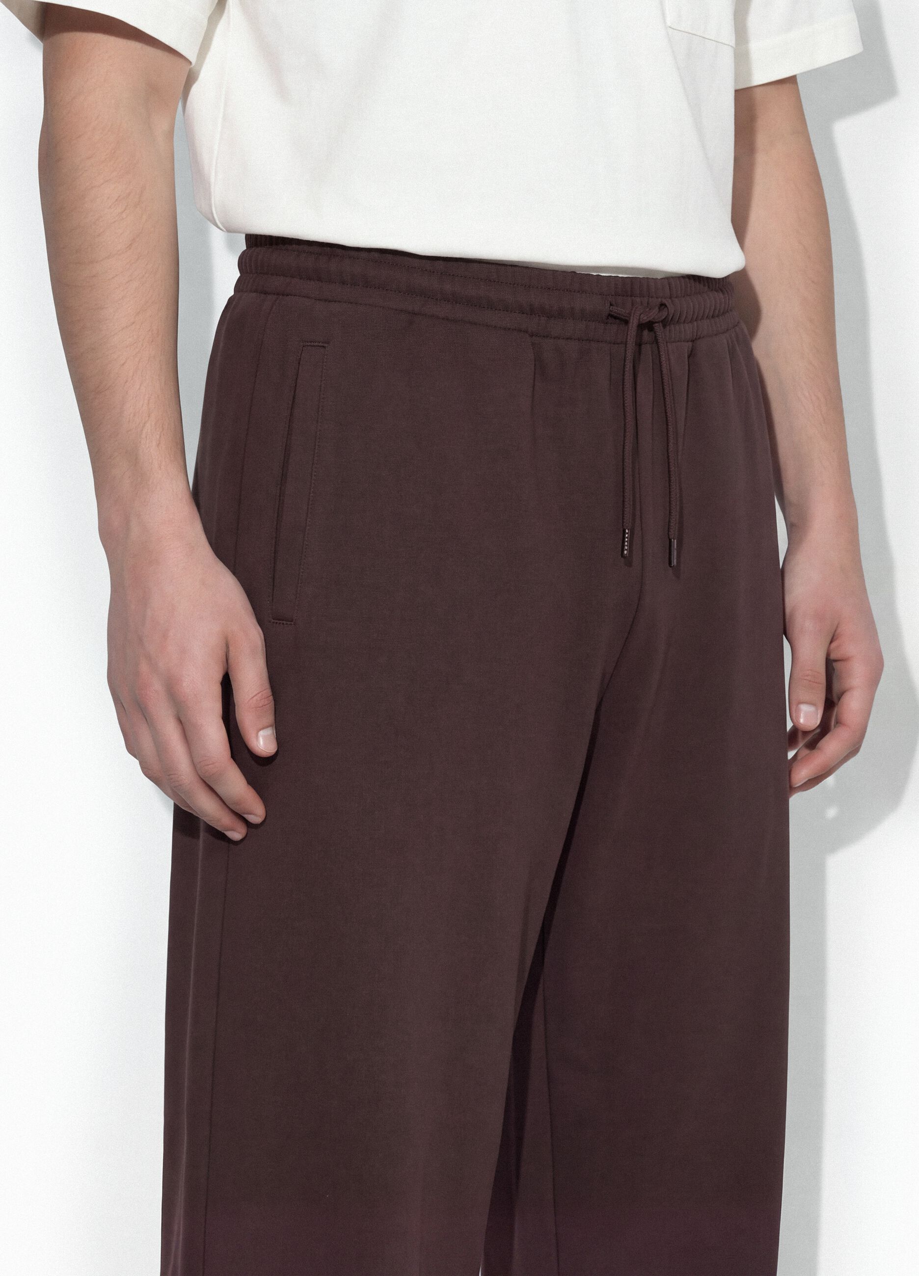 Brown pure cotton joggers with elasticated waist, oversized fit
