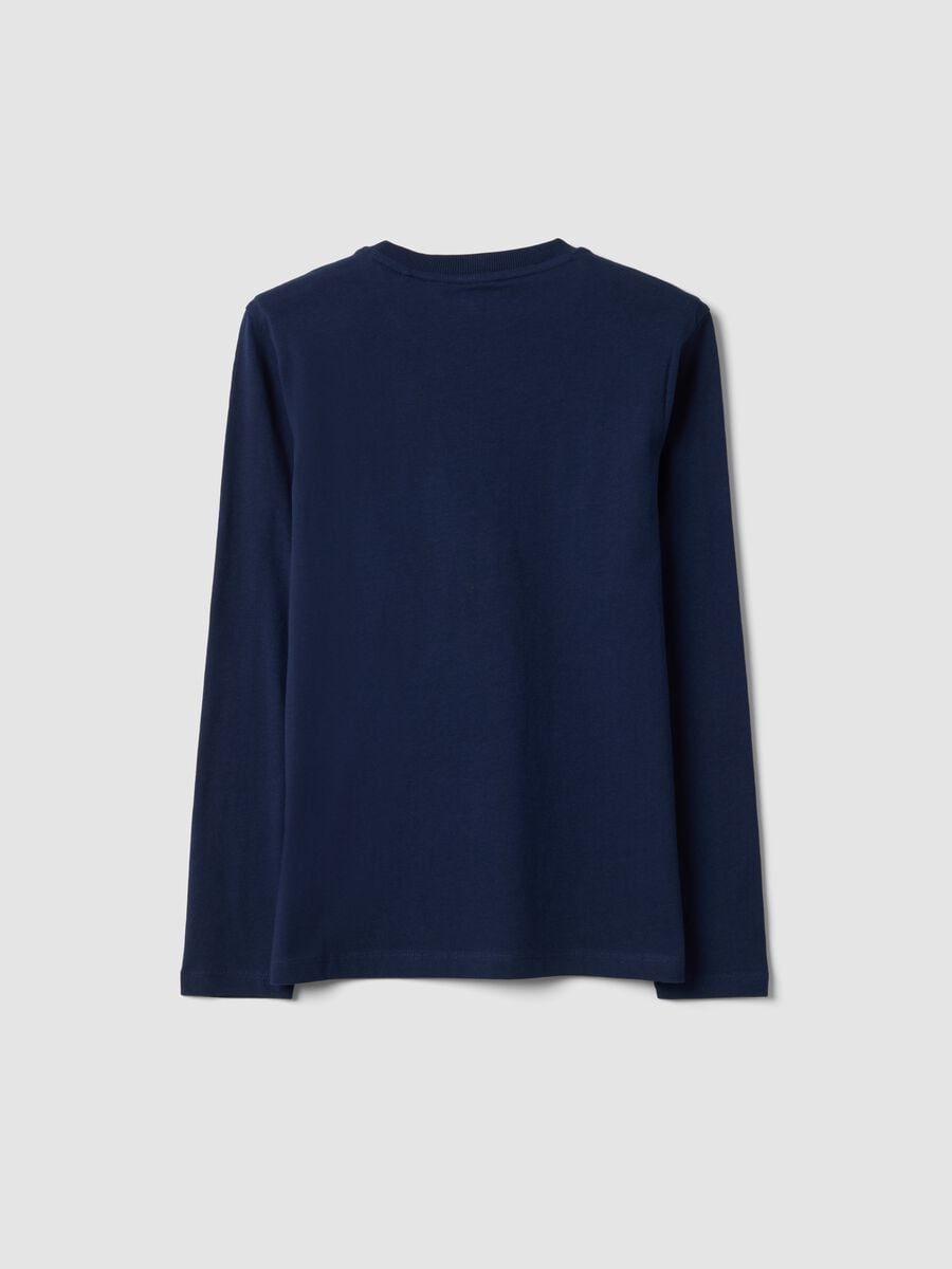 T-shirt blu in puro cotone organico con stampa grafica per ragazzo_5