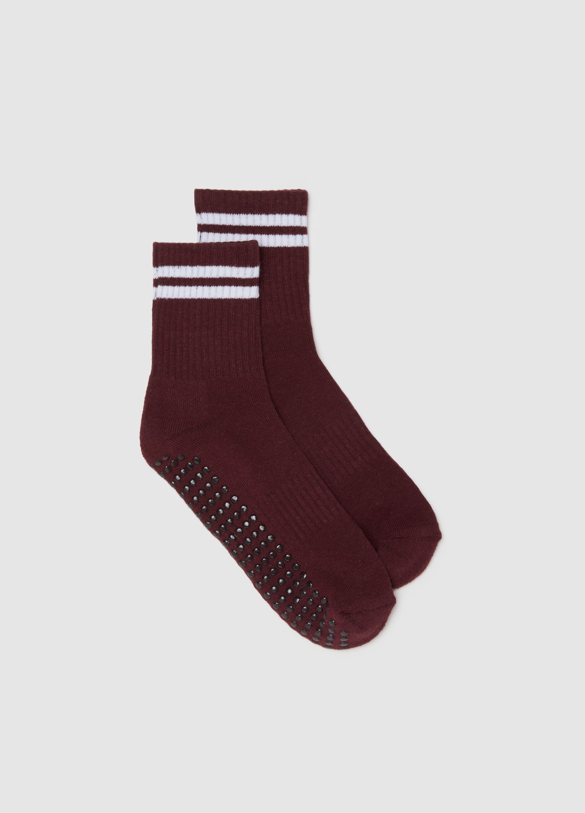 Calzini in misto cotone rossi con bande