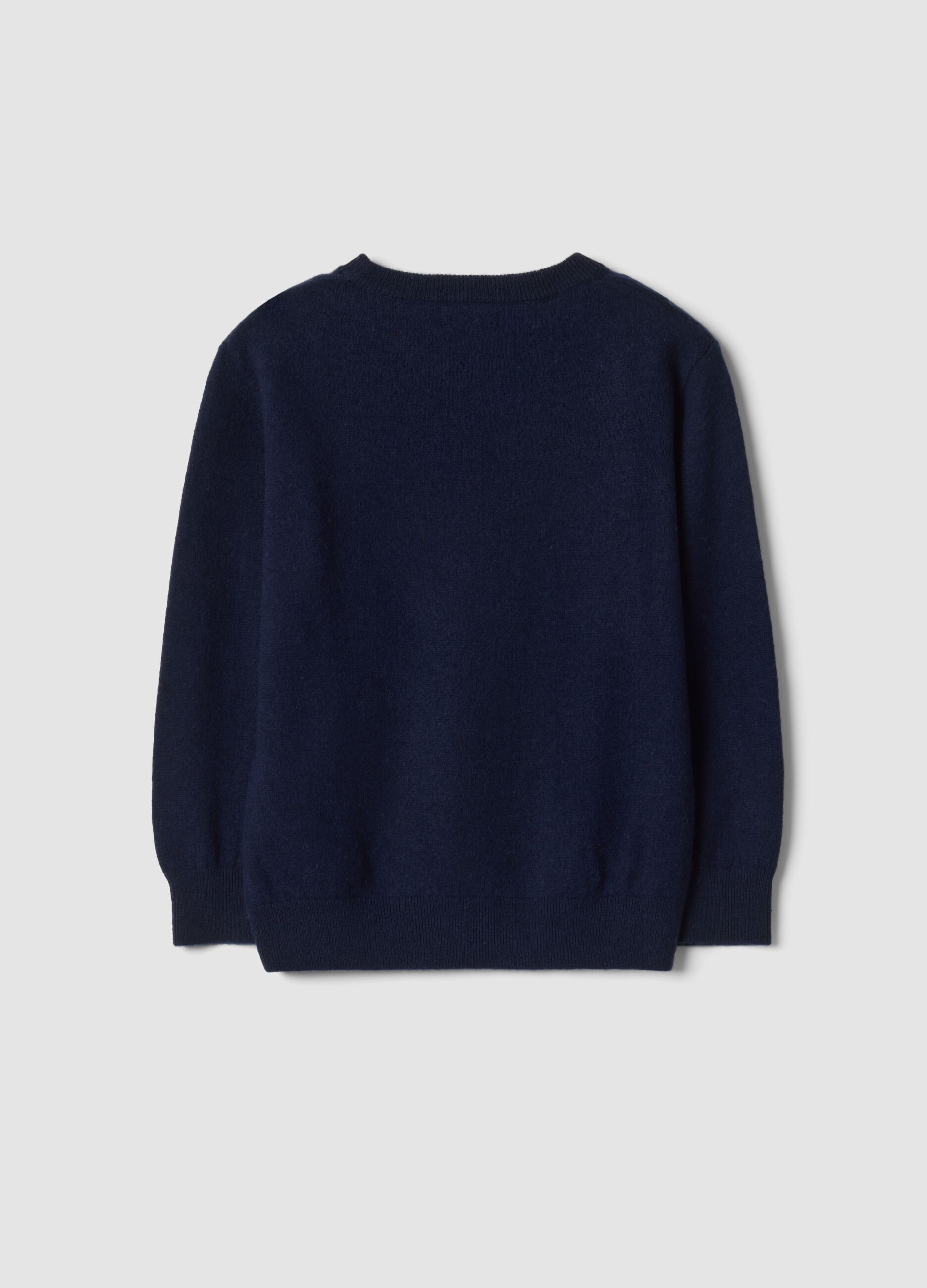 Maglia blu in pura lana a maniche lunghe regular fit