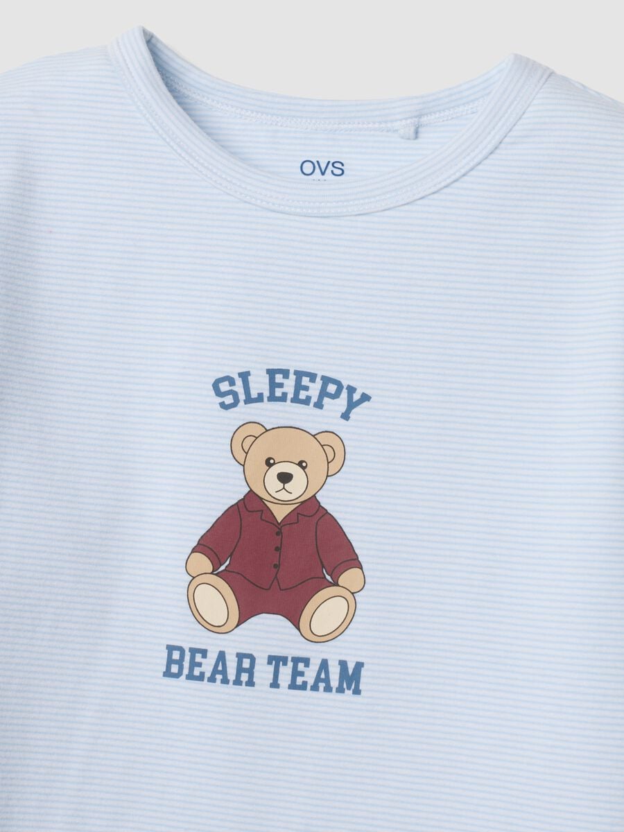 White and blue organic stretch cotton crew-neck pyjamas_2