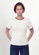 White stretch viscose crew-neck T-shirt with contrast trims_0