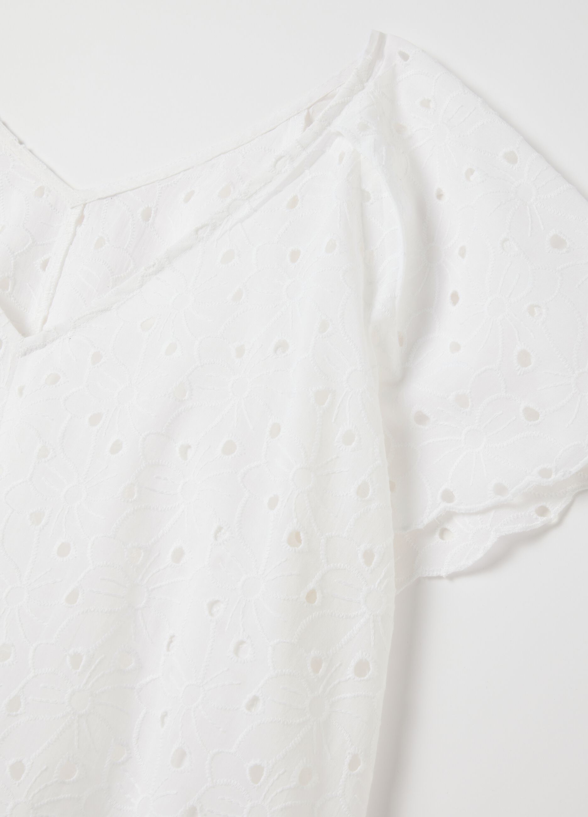 White Cotton Eyelet Blouse