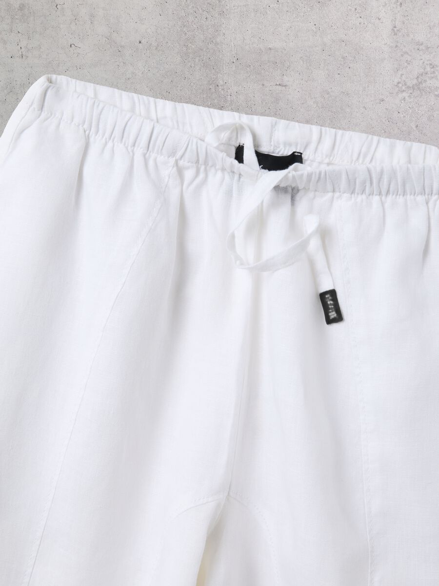 100% Linen Wide-Leg Trousers White_8