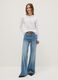 Wide leg blue stretch cotton jeans_0
