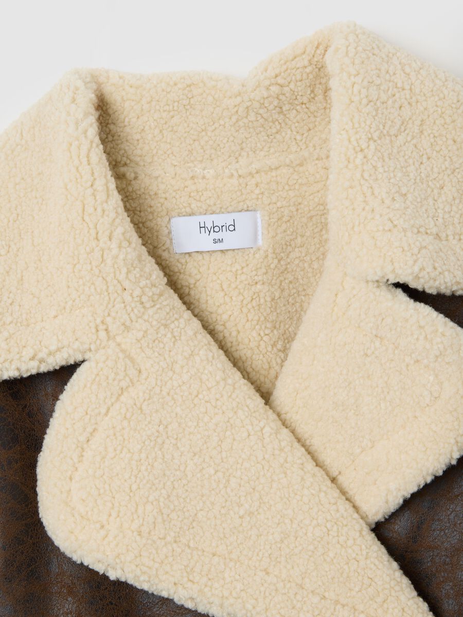 Giacca pesante marrone con collo a contrasto regular fit_5