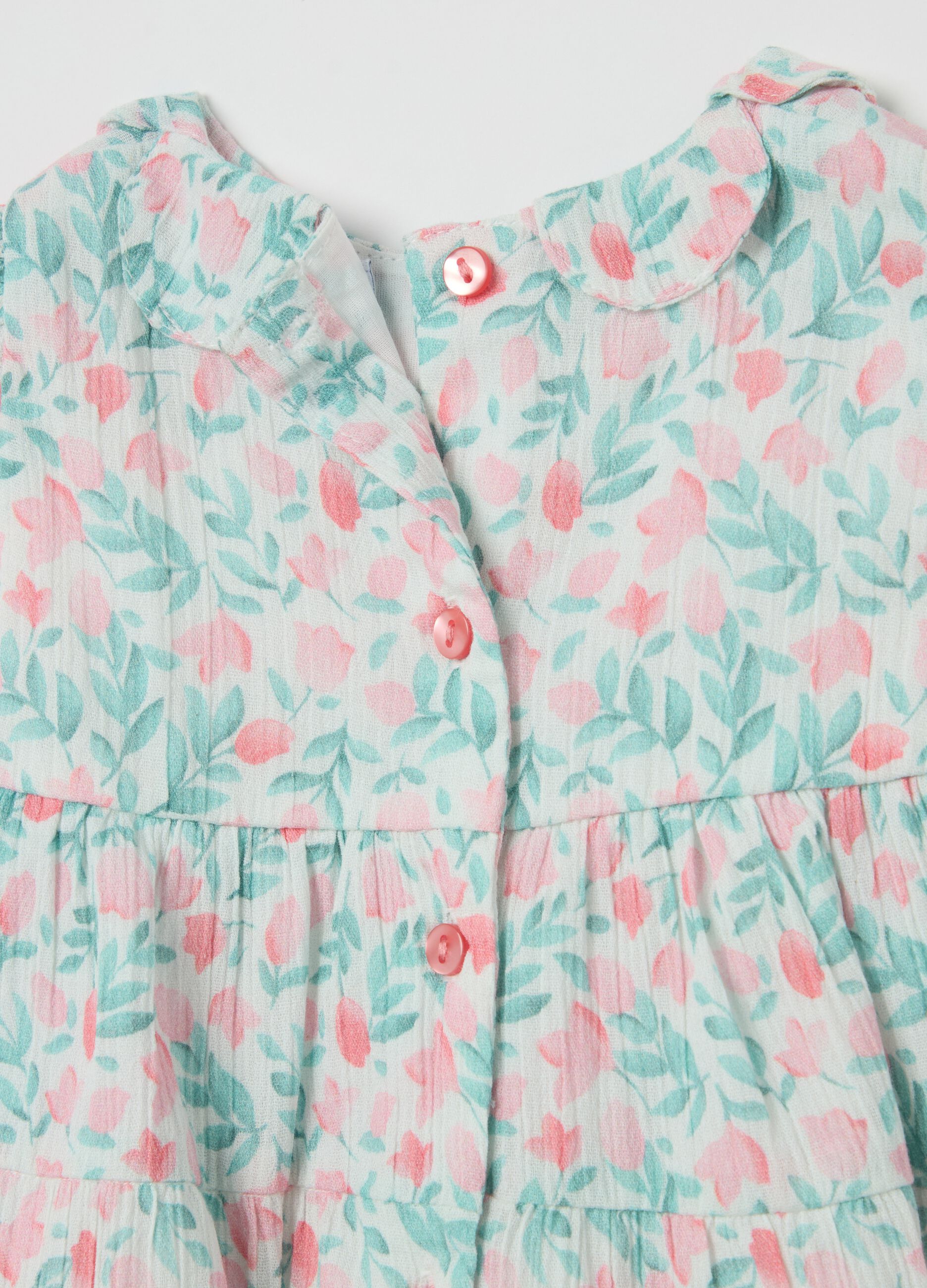 Vestito crinkle con stampa tulipani