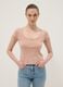 Pink pure cotton regular fit T-shirt with deep serafino neckline_2