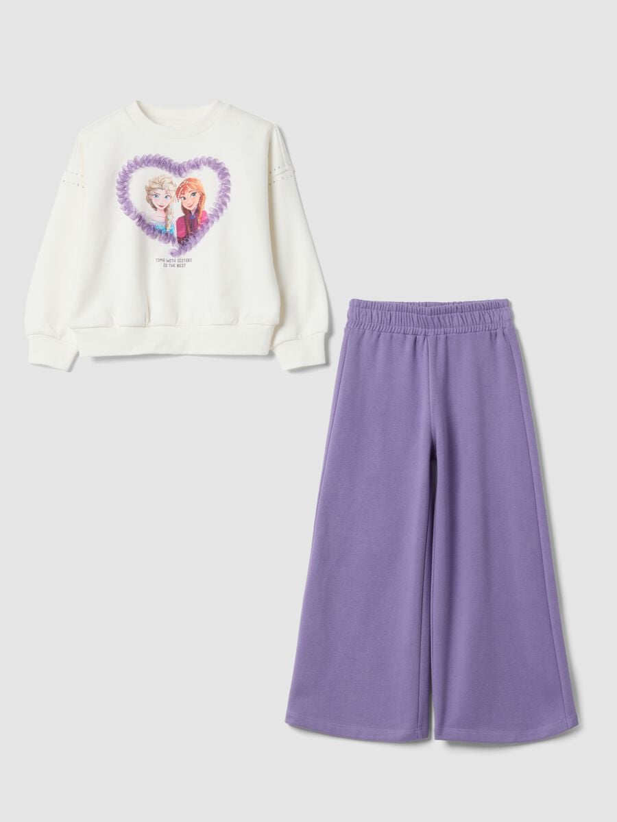Completo jogging bianco in misto cotone stampa Frozen_0