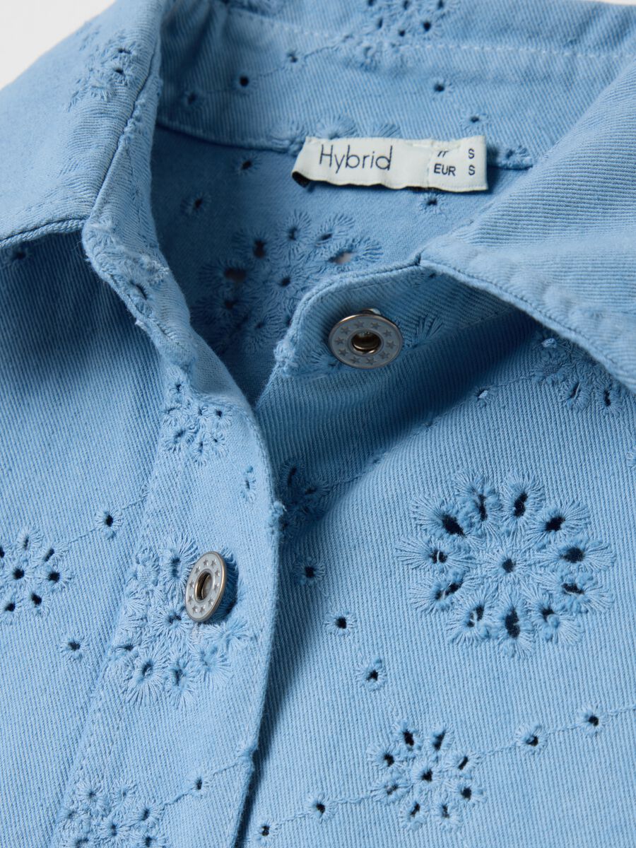 Blue embroidered cotton shirt_5