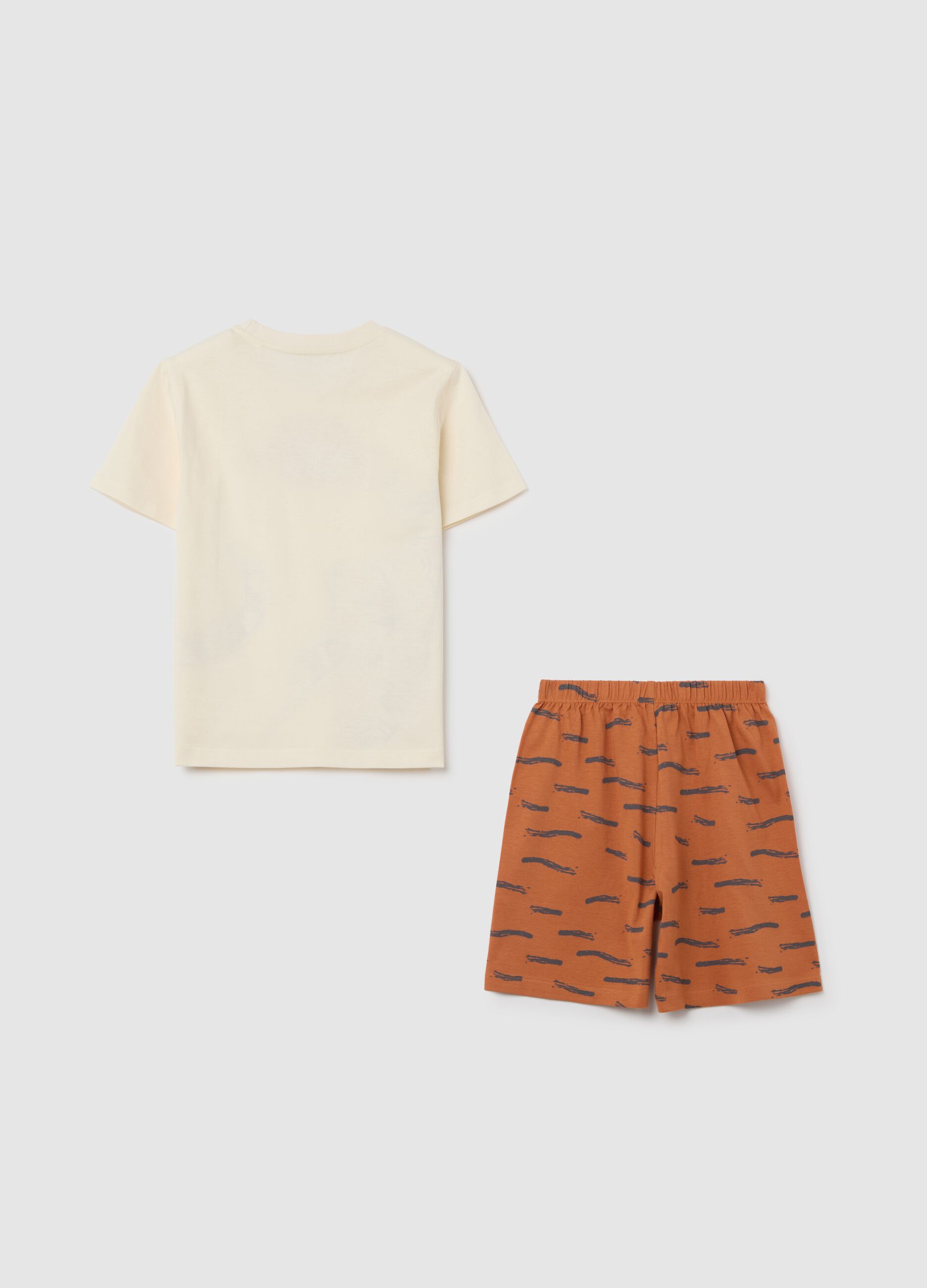 Boys' pyjama set with T-shirt and shorts in pure cotton multicolour regular fit