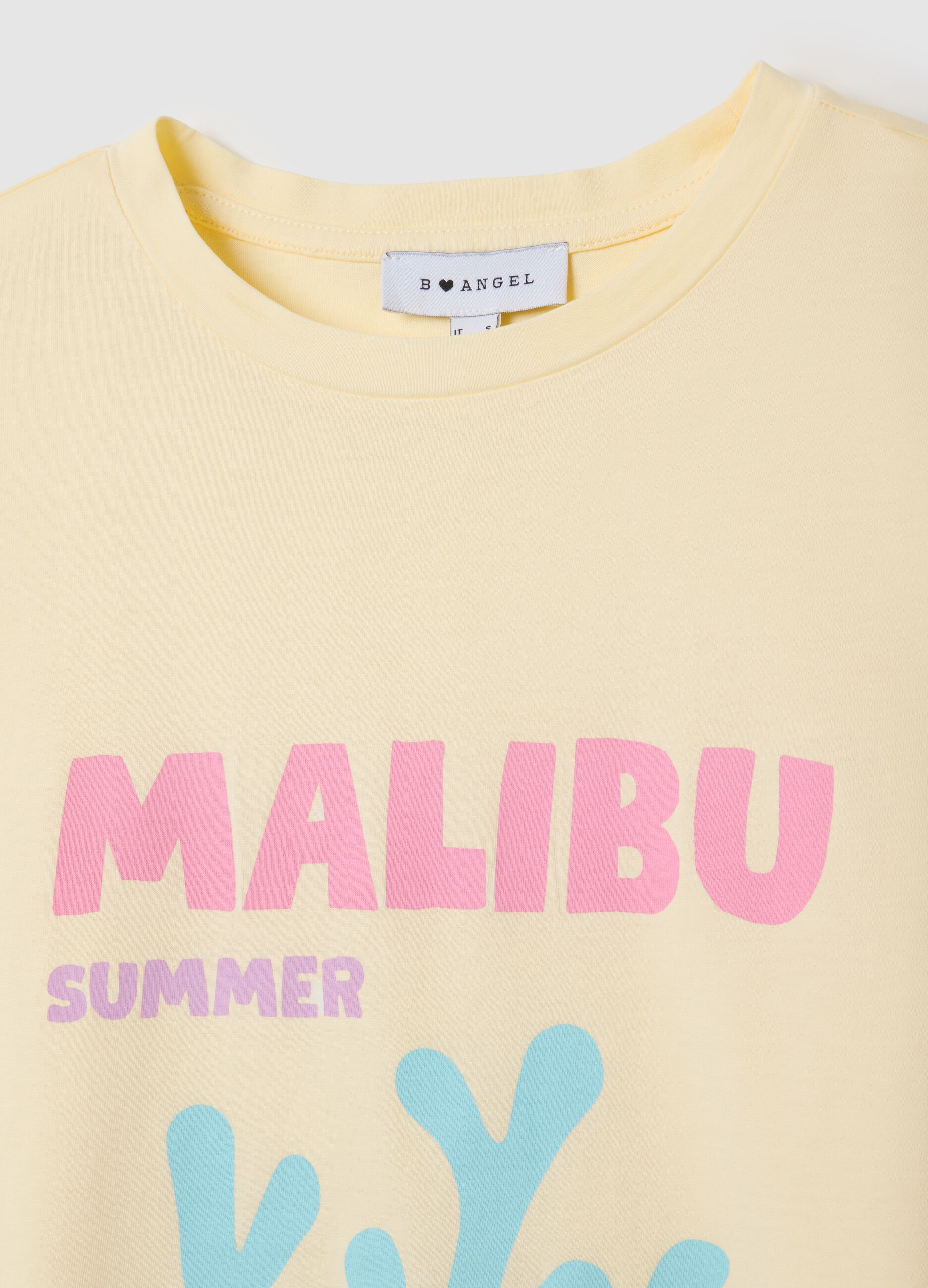Women's yellow pure cotton T-shirt, relaxed fit