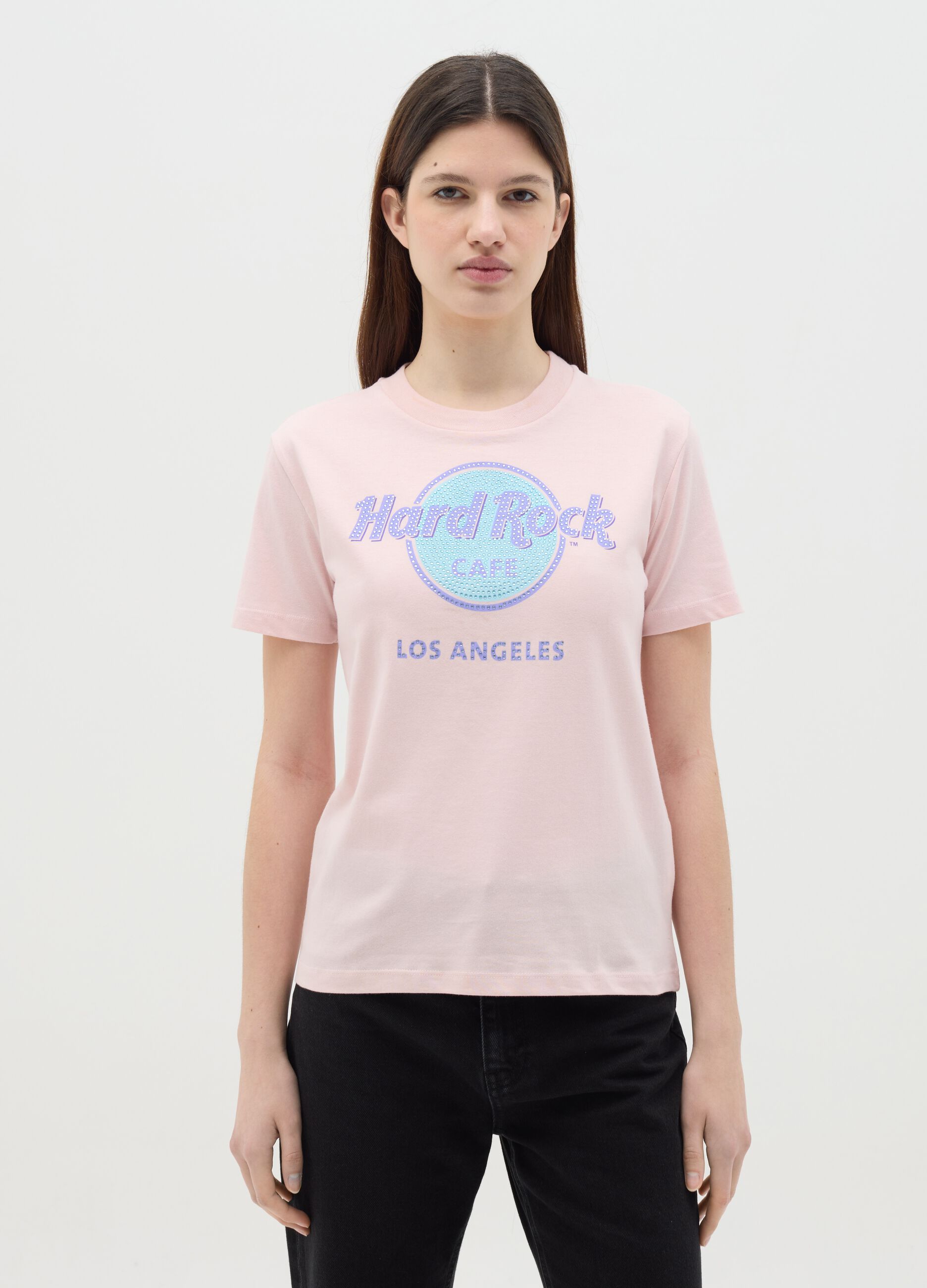 T-shirt with Hard Rock Cafè Los Angeles print with diamantés