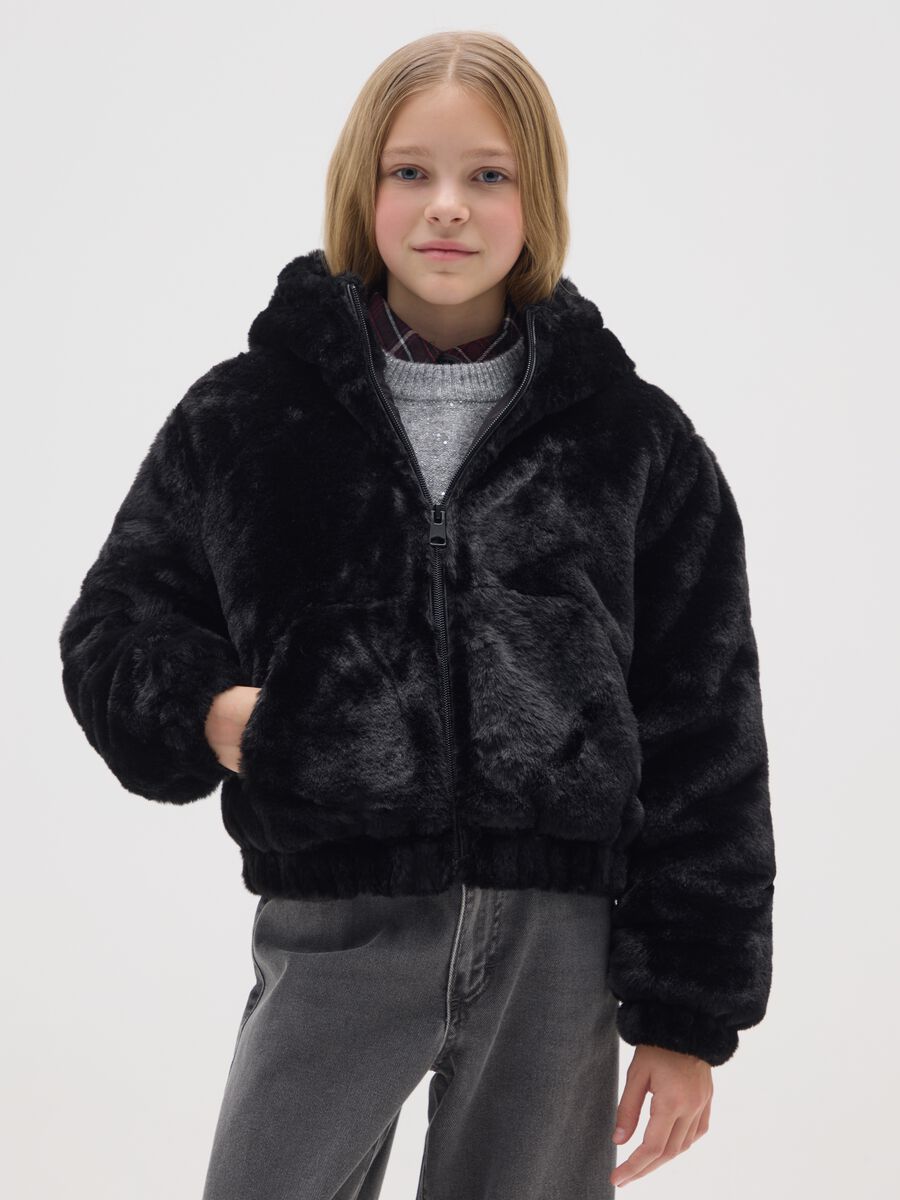Giacca da ragazza nera regular fit con zip_0