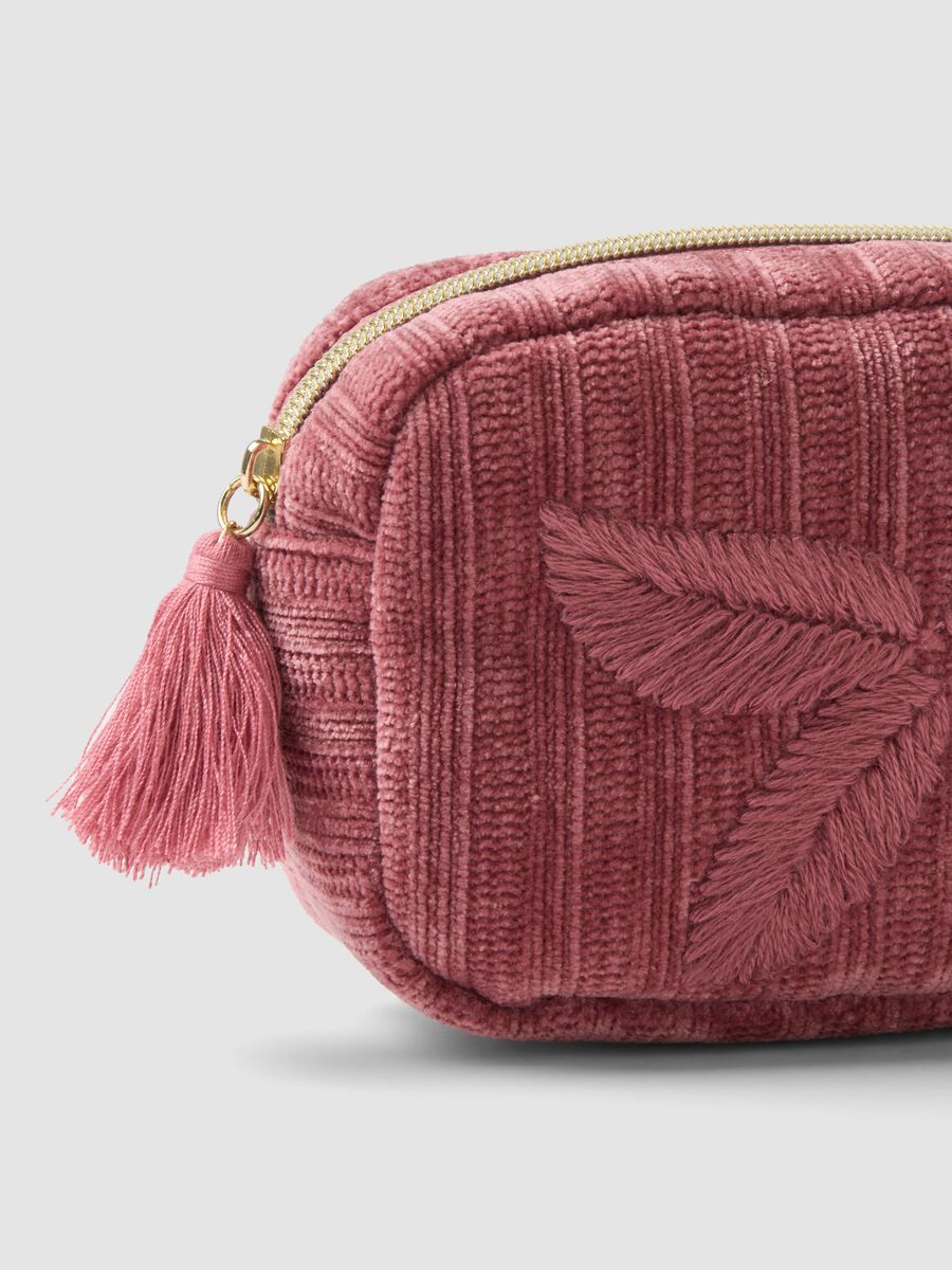 Beauty case rosa con ricamo floreale e nappina_2