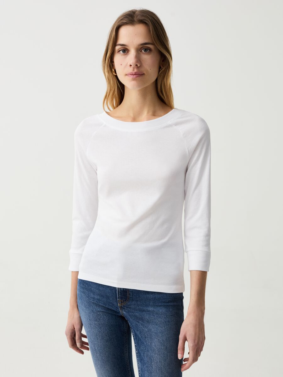 T-shirt with three-quarter sleeves and splits_0